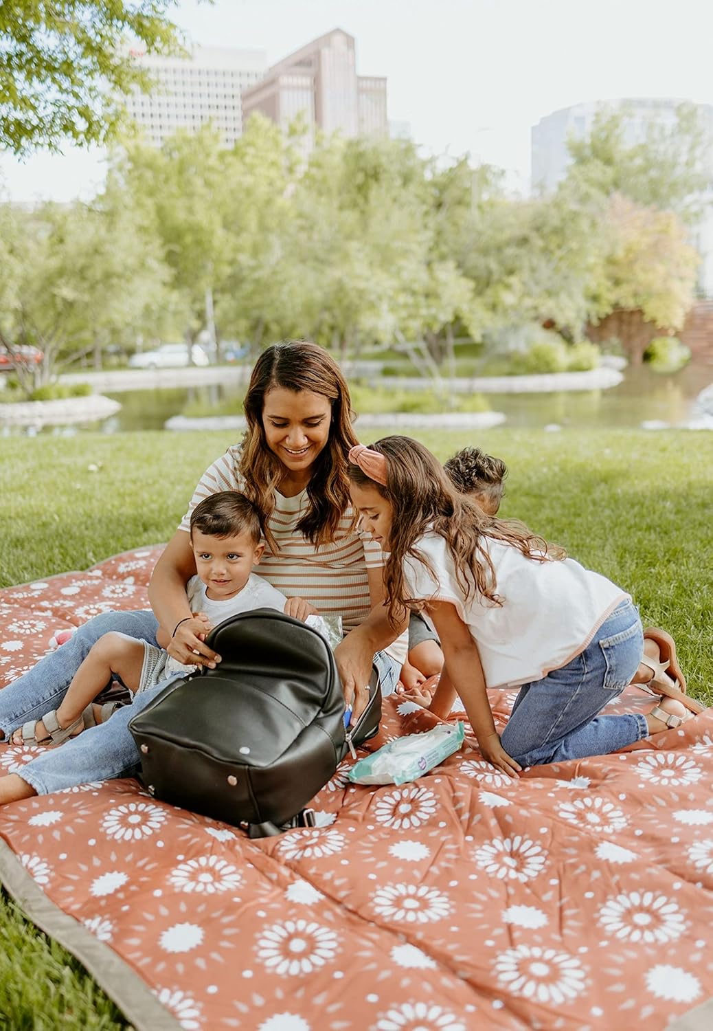 Little Unicorn 5'x10' XL Outdoor Family Picnic & Beach Blanket | Durable & Water-Resistant Fabric | Compact Fold & Easily Wipes Clean | Zipper Pocket (Sun Baked)