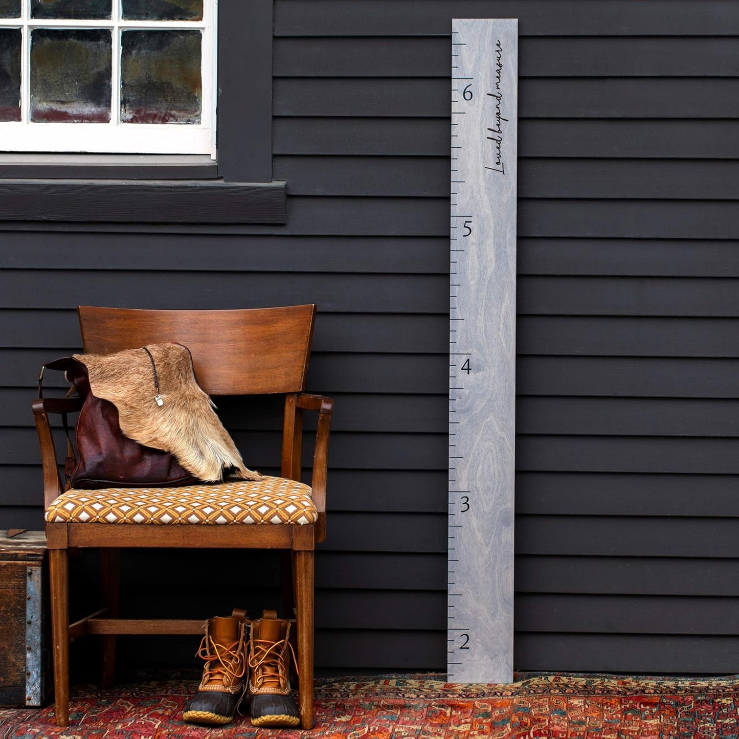 Boho Growth Chart for Wall - Height Board Growth Chart Wooden Growth Chart for Wall Kids Measuring Chart for Wall Height Chart Growth Chart for Kids (Our Growing Family, Gray)