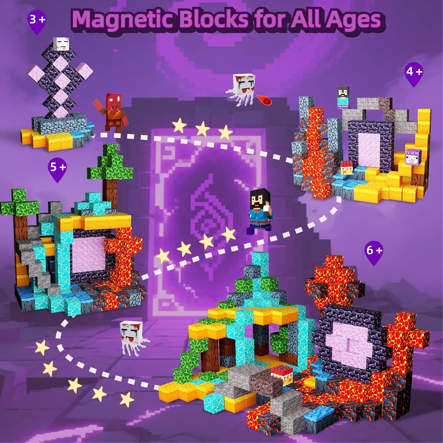 Magnetic Building Blocks Construction Set, Educational STEM Toy (Portal-Theme)