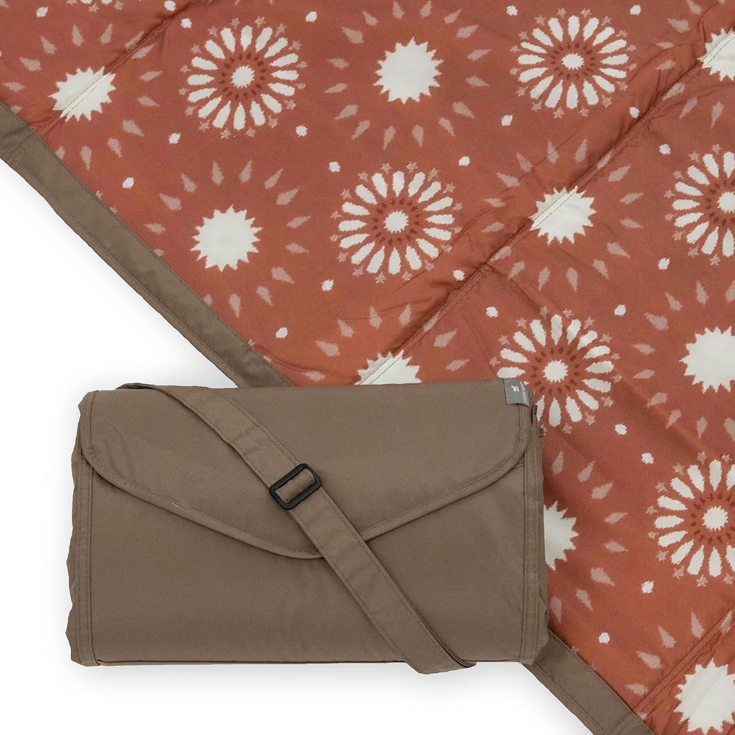 Little Unicorn 5'x5' Outdoor Family Picnic & Beach Blanket | Durable & Water-Resistant Fabric | Compact Fold & Easily Wipes Clean | Zipper Pocket (Sun Baked)