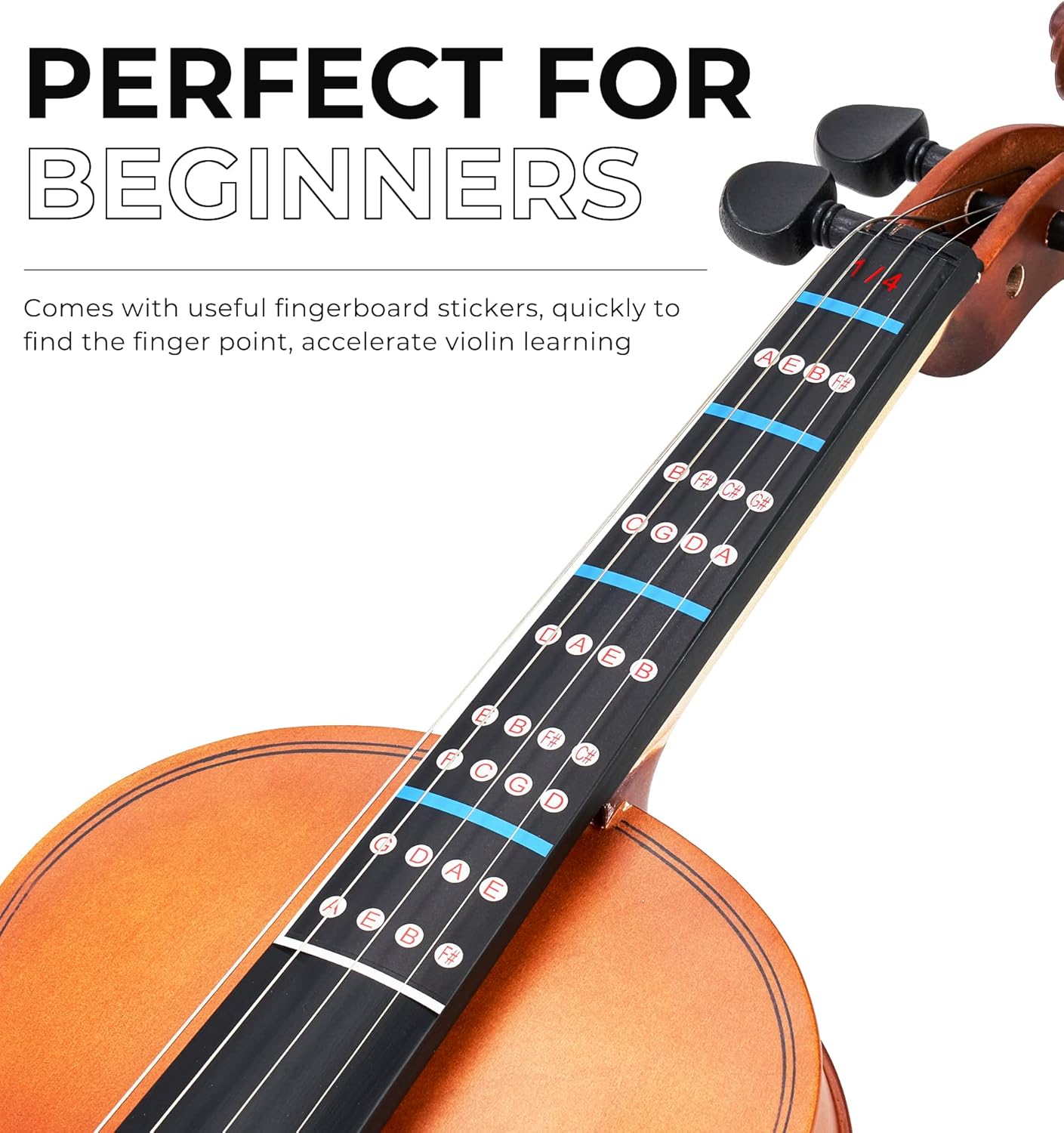 Vangoa 1/4 Violin Set for Beginners Kids Student Fiddle Quarter Size Acoustic Violin Outfit with Starter Kit for Children, Natural