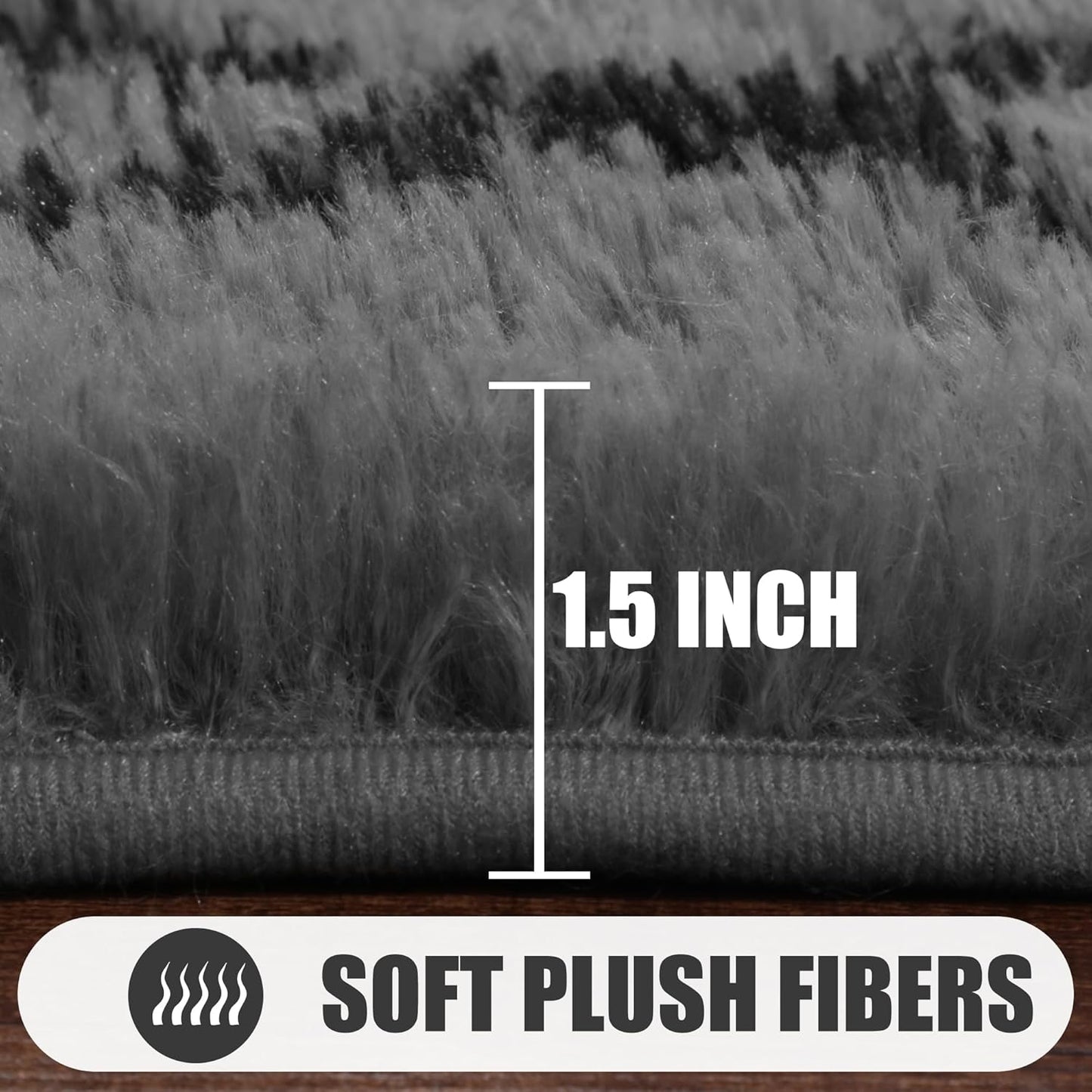 ONASAR 7x9 Area Rugs for Living Room Bedroom, Washable Large Fluffy Grey and Black Throw Rug, Geometric Soft Plush Shaggy Floor Carpet for Nursery Kids Girls Boys Teen Dorm Home Decor Aesthetic