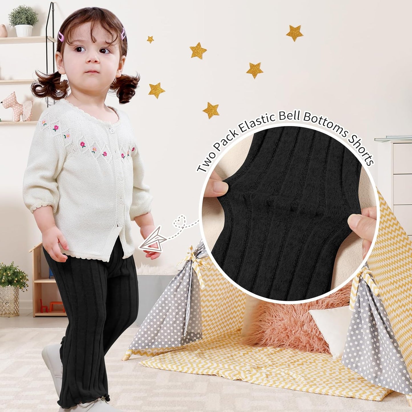 Neutocd Baby Girl Flare Pants Toddler Bell Bottoms Leggings Infant Stretchy Soft Trousers Solid Elastic Waist Pants