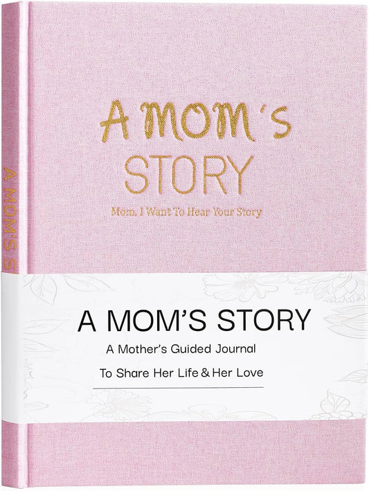 Artmag Mom's Life Story Journal Family Keepsake Book Linen Hardcover for Mom to Share Her Memories, with 250+ Prompt Questions Book Gift for Birthday Mother's Day Christmas (Pink)