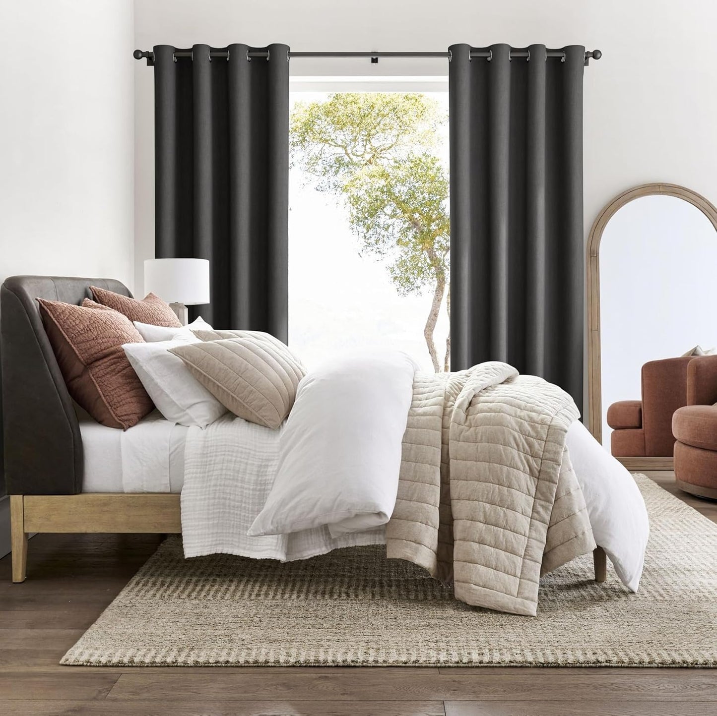 NICETOWN Light Blocking Grey Curtains 63 Inch Length 2 Panels for Living Room, Bedroom, Office Thermal Insulated Blackout Drapes Solid Grommet Noise Reducing Window Curtains, W40