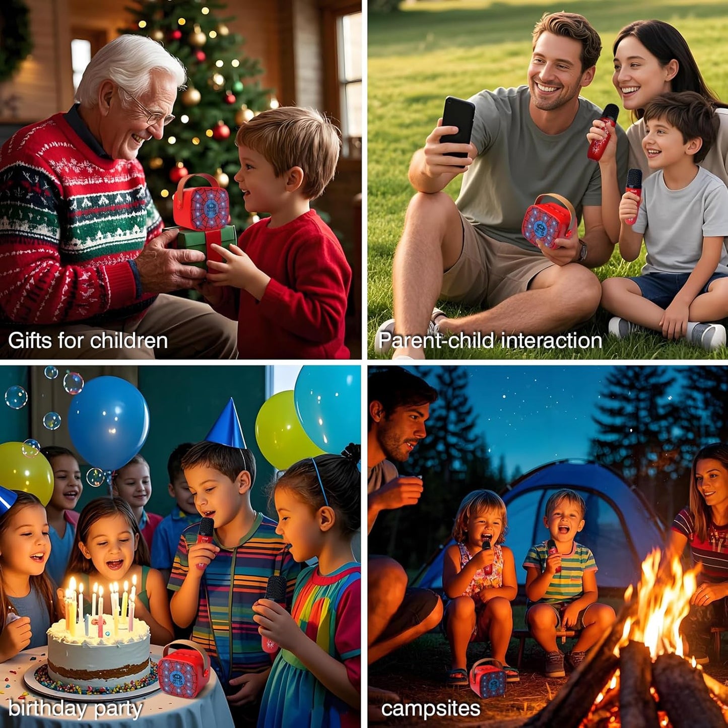 Mini Karaoke Machine for Kids Birthday Gifts 4 5 6 7 8 9 10 11 12 Year Old Girl Boy Singing Electronic Toys Bluetooth Speaker with 2 Wireless Mics Fun Voice and LED Lights Christmas Party