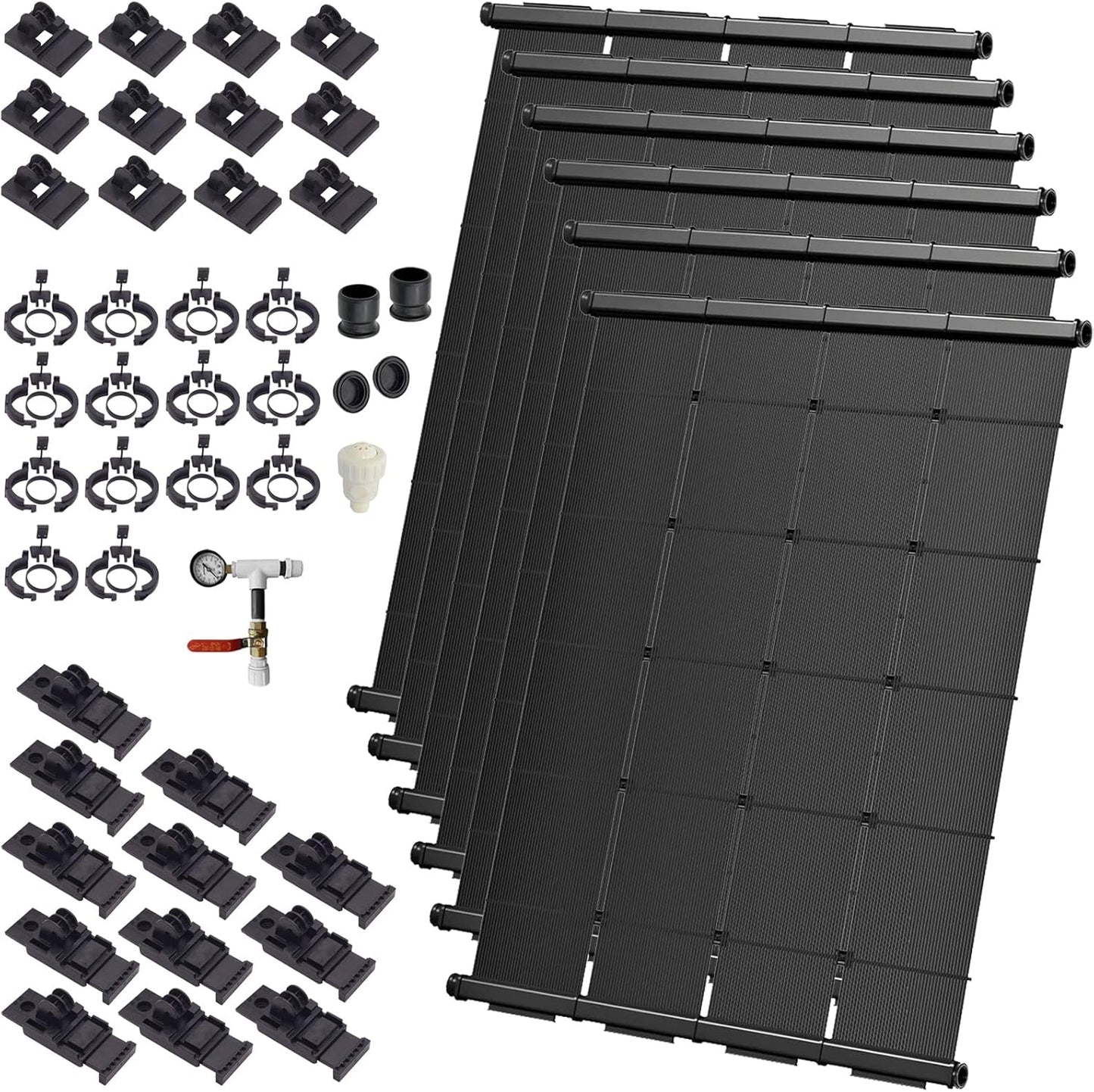 Industrial Grade Solar Pool Heater DIY Kit - Superior High-Wind Strapless Mounting System & Maximum Freeze Resistance (6-4'x9.5' / 228 Square Feet)