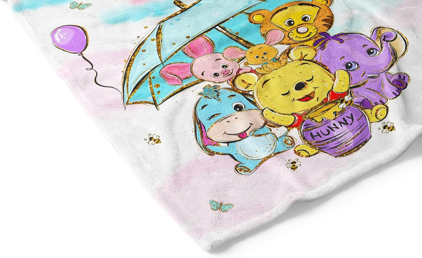 UNIQUE Blue Winnie Ultra Soft Fleece Baby Blanket 30x40in, Cute Winnie Baby Blanket, Gender Neutral