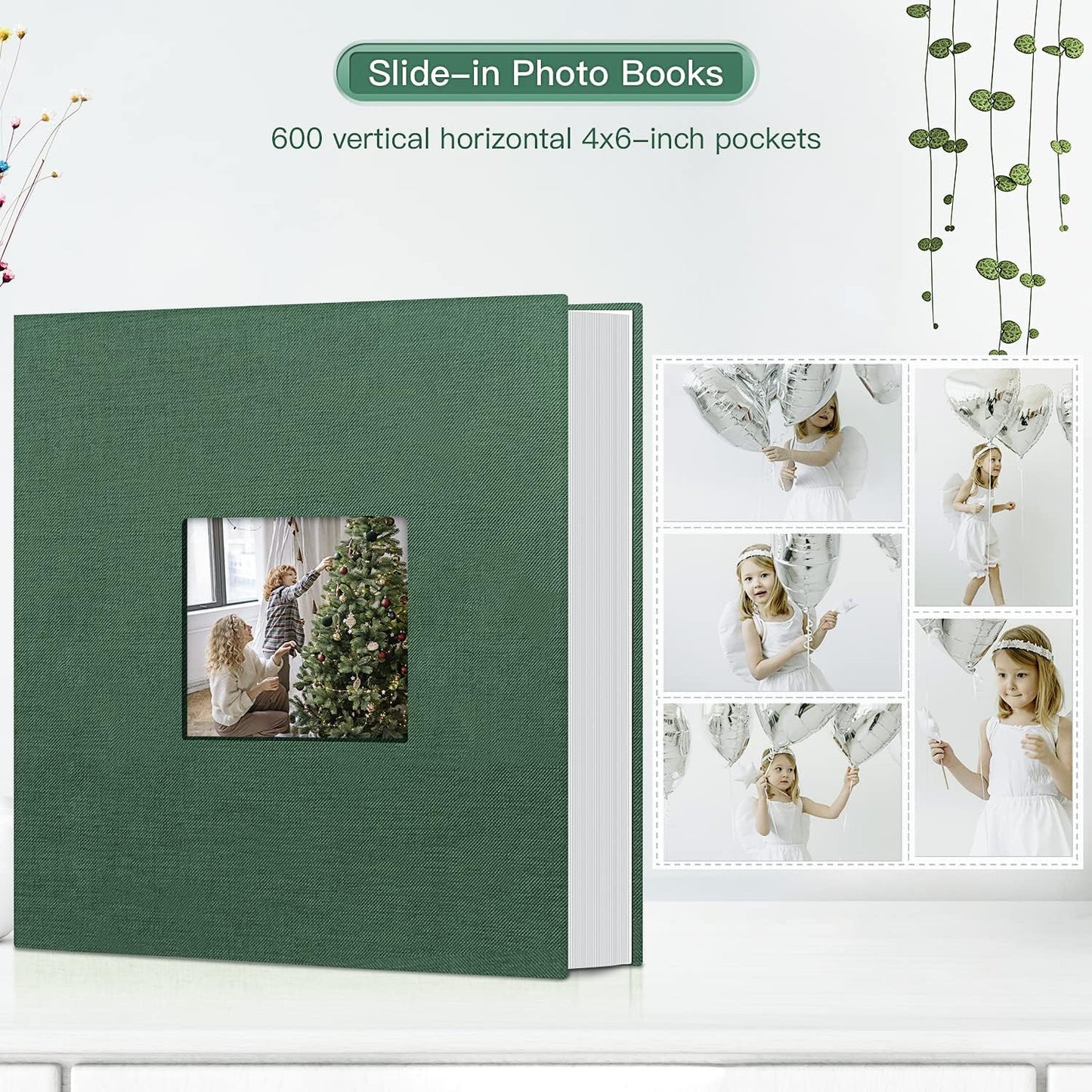 popotop Photo Album 4x6-600 Photos Photo Books with 600 Horizontal and Vertical Pockets,Linen Cover Albums for Family Wedding Anniversary Baby Vacation Pictures