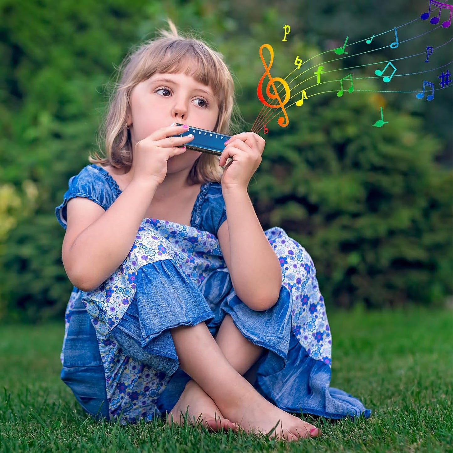 Liliful 10 Pcs 10 Hole Metal Kids Harmonica with Number Holes Musical Enlightenment Toys 5 Colors Educational Harmonica Instrument Charity Party Birthday Christmas Gifts for Girls Boys Adult Beginners