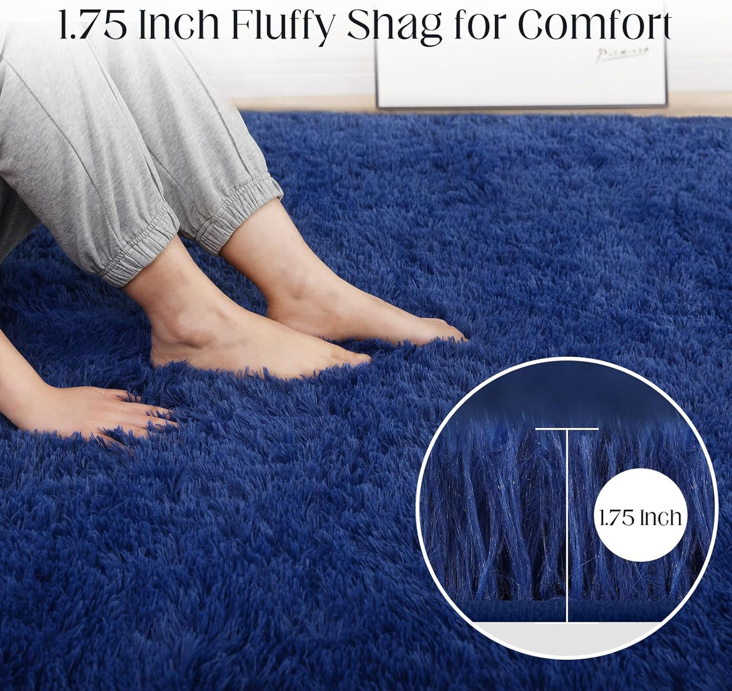 Navy Blue Rug, 4x5.8 Area Rugs for Living Room, Soft Plush Area Rugs for Bedroom, Non-Slip Indoor Carpet for Nursery, Study Room, Playroom