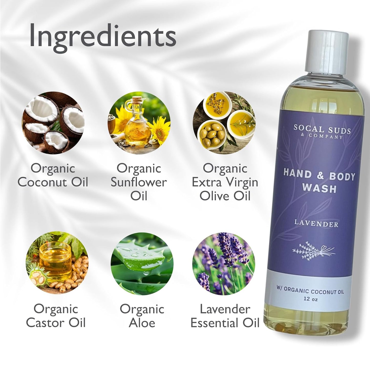 SoCal Suds & Company Baby Shampoo & Body Wash, 2-in-1 Organic Gel - Gentle Castile Soap with Vitamin-Infused Oils & Botanicals - Natural Care for Sensitive Skin Hypoallergenic - 12oz Lavender 2-Pack