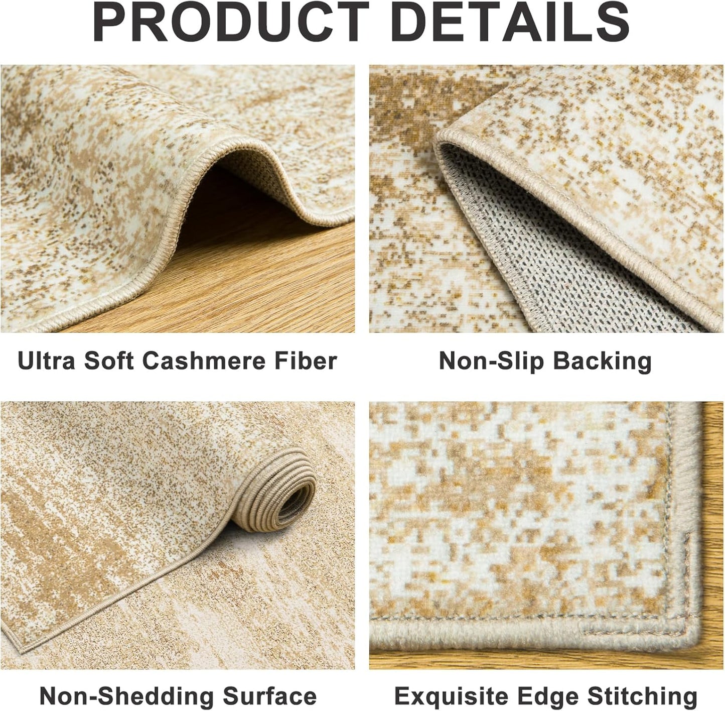 Area Rugs Living Room Rug - 5x7 Washable Modern Abstract Soft Neutral Non-Slip Carpet Large Indoor Floor Stain Resistant Thin Carpets for Bedroom Dining Room Farmhouse Nursery Home Office Beige