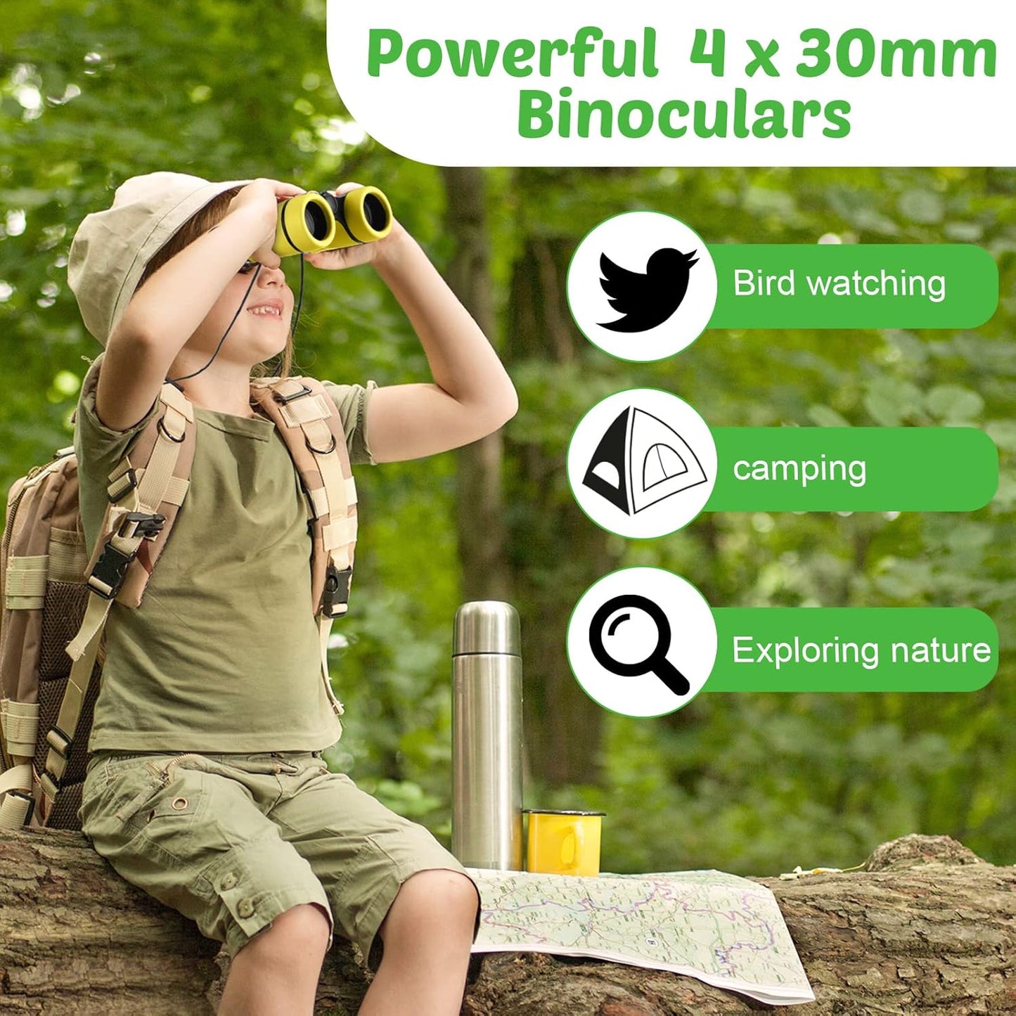 Yeaqee 18 Pack Kid Binoculars Toy Bulk Shock Proof Party Favor Binoculars Gifts for Age 6+ Years with Neck String Folding Mini Small Telescope Children Kids Camping Outdoor Educational Gifts