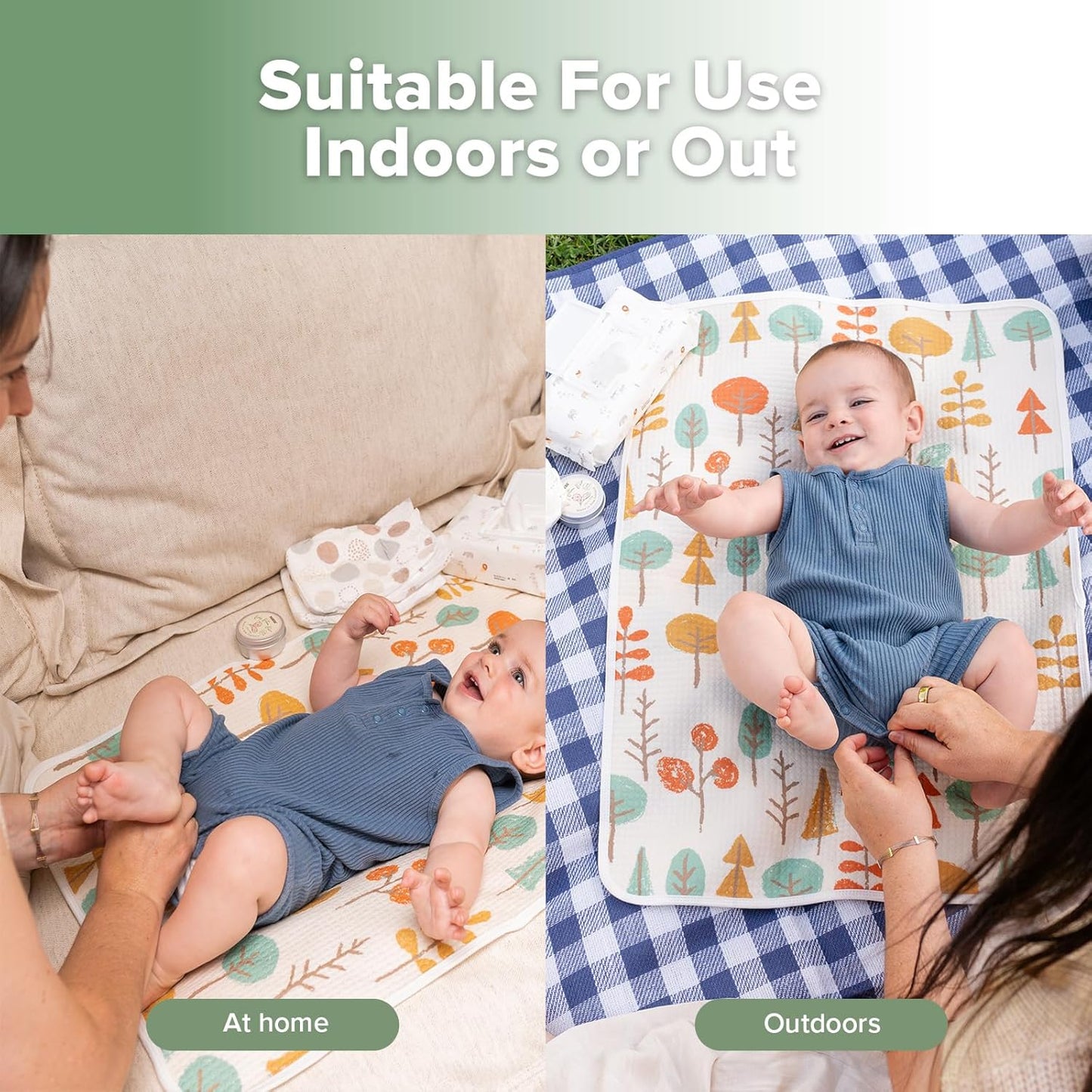 haakaa Waterproof Changing Pad Liners, 100% Cotton, Soft & Breathable (1pc, 19.5" x 27.5" Autumn Glade)