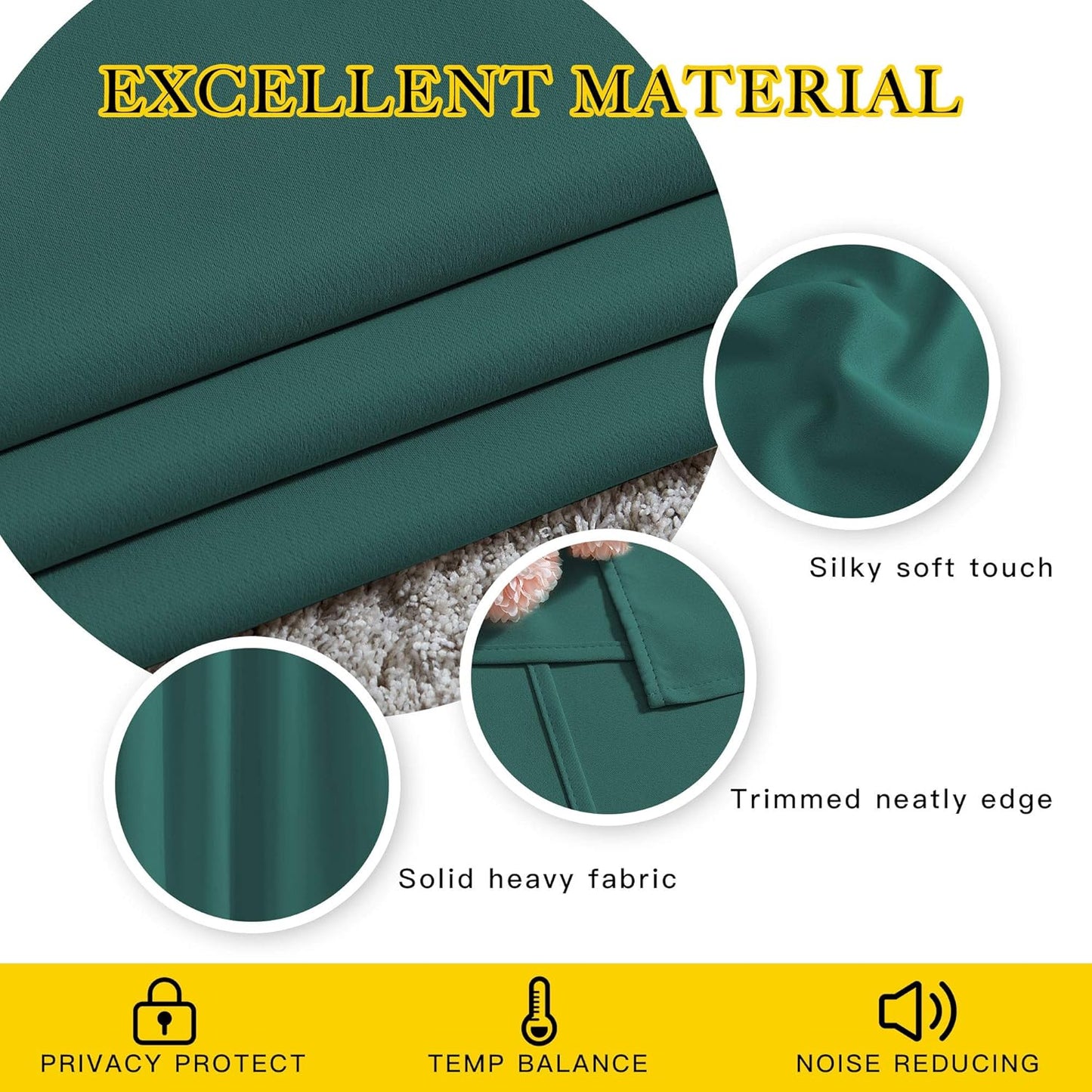 NICETOWN Blackout Curtains for Bedroom - Thermal Insulated Solid Grommet Room Darkening Curtains/Panels/Drape for Bedroom(Hunter Green, 2 Panels, 46 x 90Inch)