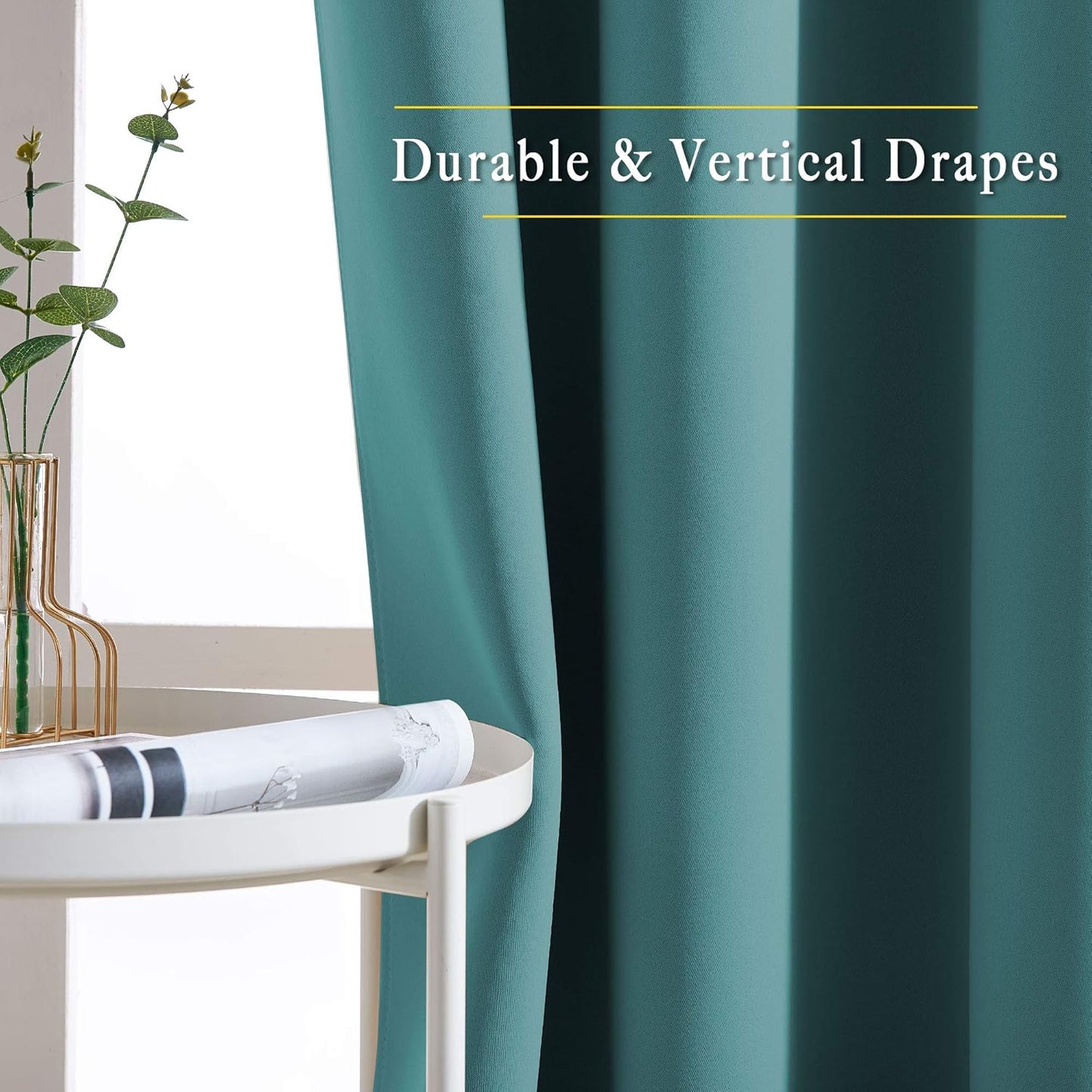 NICETOWN Room Darkening Extra Long Curtains - Home Fashion Ring Top Thermal Insulated Weighted Large Window Treatment Drapes for Nursery (W80 x L108, Sea Teal, Set of 2)