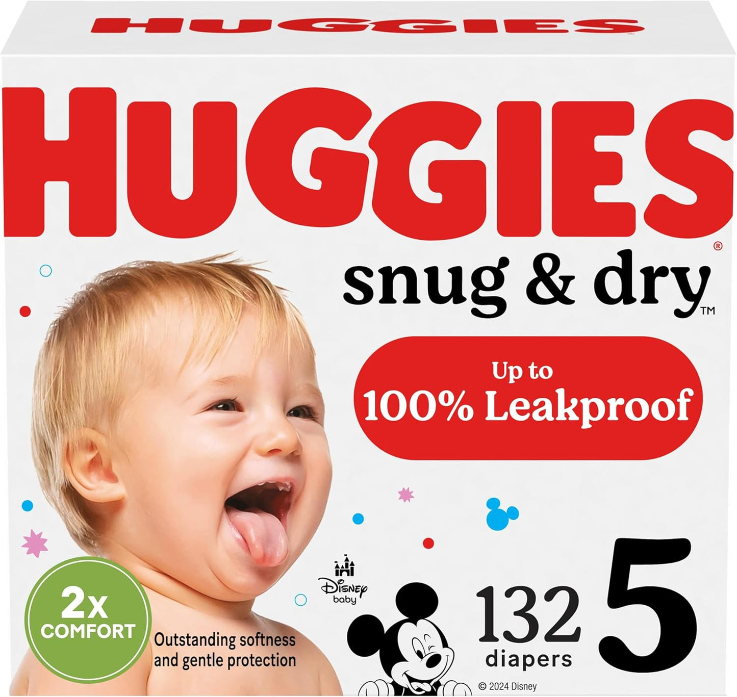 Huggies Size 5 Diapers, Snug & Dry Baby Diapers, Size 5 (27+ lbs), 132 Count, Packaging May Vary