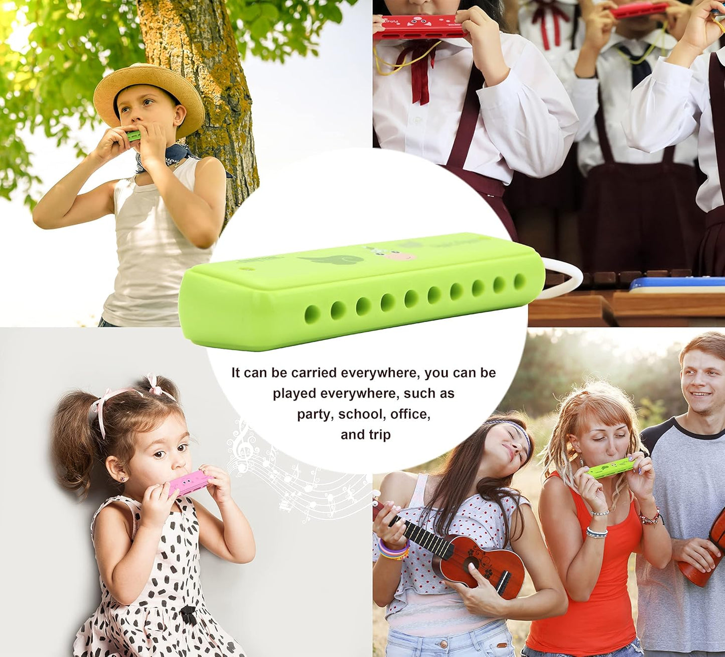 Color Blues Harmonica, Key of C for Kids, Children, Toddler and Beginners,10 Hole 20 Tones Musical Instrument Toy Gift