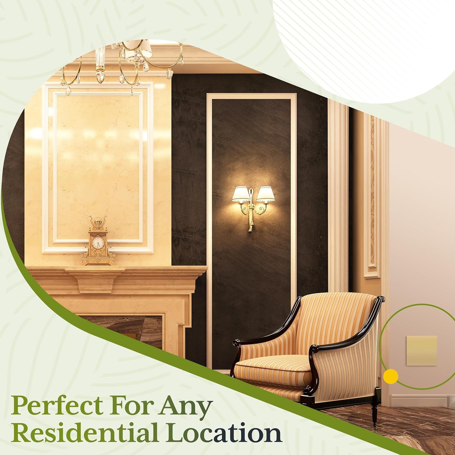 TG Screwless Double Blank Wall Plate, Child Safe Blank Device Outlet Cover, Mid-Size 2-Gang 4.88" H x 4.92" L, Polycarbonate Thermoplastic, UL Listed, SP-MB2-GD2P, Gold (2 Pack)