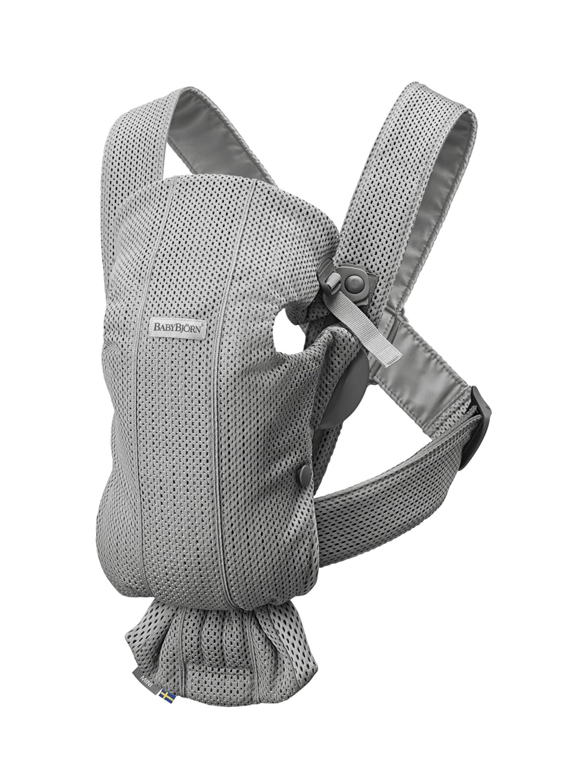 BabyBjörn Baby Carrier Mini, Gray, 3D Mesh | Newborn Carrier (7-25 lbs), Ergonomic, Easy-to-Use