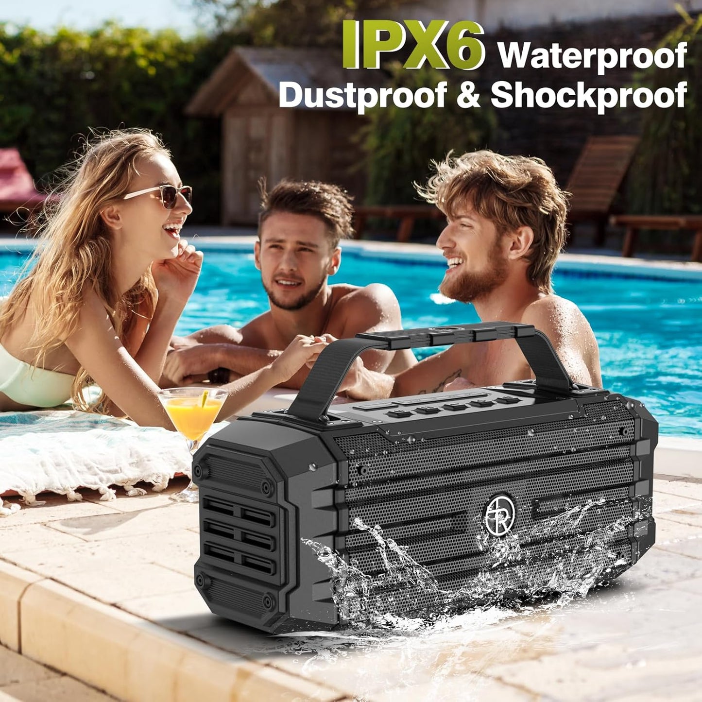 Bluetooth Speaker 120W Peak 80W Portable Wireless Hi-Fi Loud Outdoor IPX6 Waterproof Big Party Speakers with Deep Bass, TWS Pairing, DSP Sound Boombox for Home Camping Beach