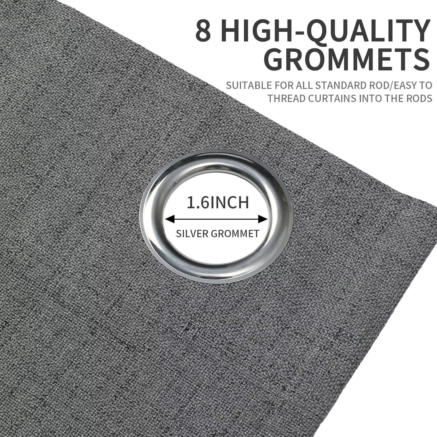 Joydeco Custom Dark Grey Textured Total Blackout Curtain for Bedroom and Living Room. Grommet Textured Thermal Insulated Room Darkening Curtain 1 Panel (Custom Size and Color)