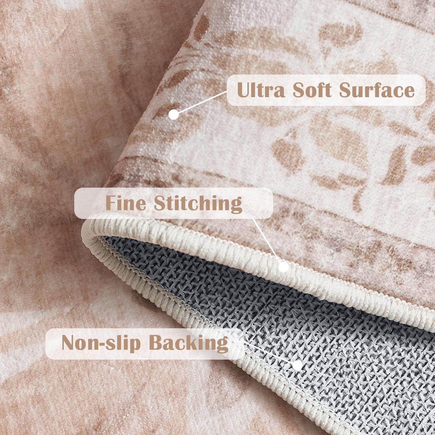 jinchan Vintage Floral Runner Rug 2x5 - Machine Washable Distressed Design Non-Slip Low-Pile Soft Thin Carpet for Hallway Kitchen Farmhouse Bedroom Entryway Laundry Room (2x5ft,Coral Pink)