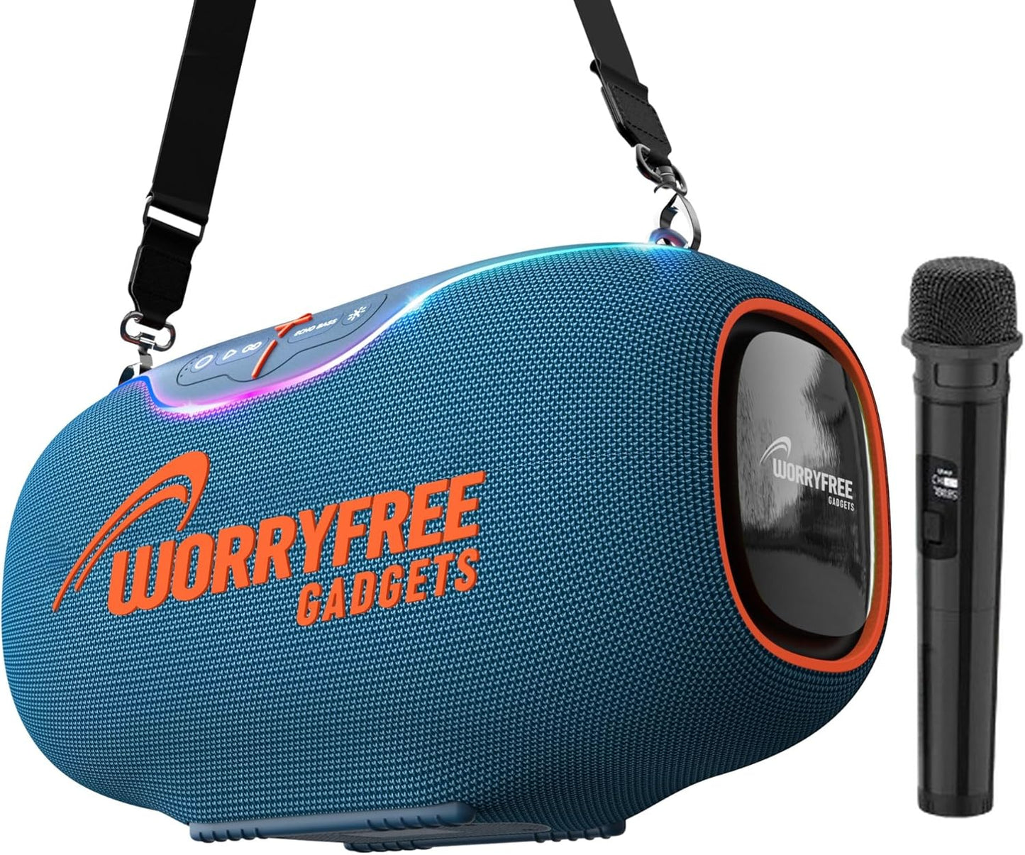 350W Wireless Bluetooth Speaker, 24Hrs Playtime, RGB Lights, Mic with EQ & Volume Control, 10M Range, (Blue)