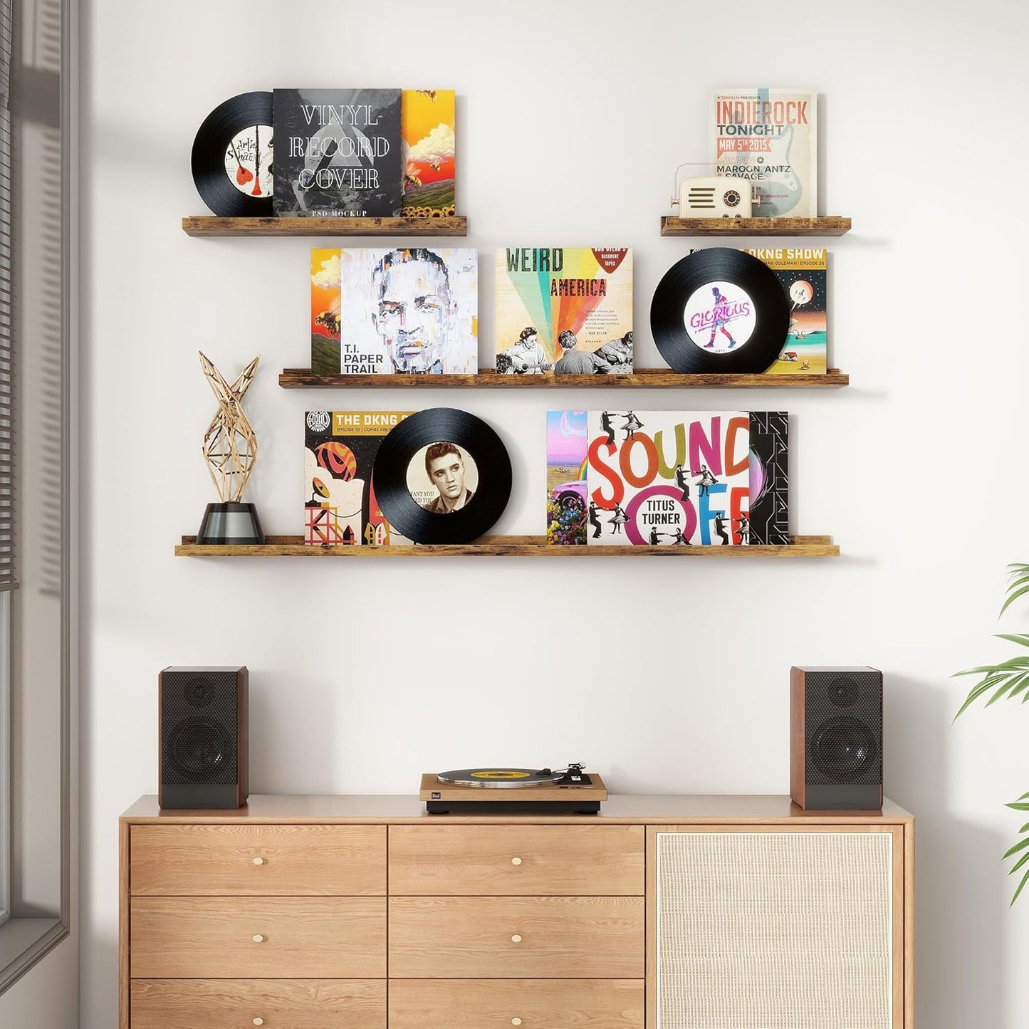 Floating Picture Ledge Shelves Set of 4, 36 Inch Shelves with Lip - Large Nursery Book Shelf for Toys Storage, Kids Bookshelf - Wall Mounted Living Room Bedroom Decor Frames