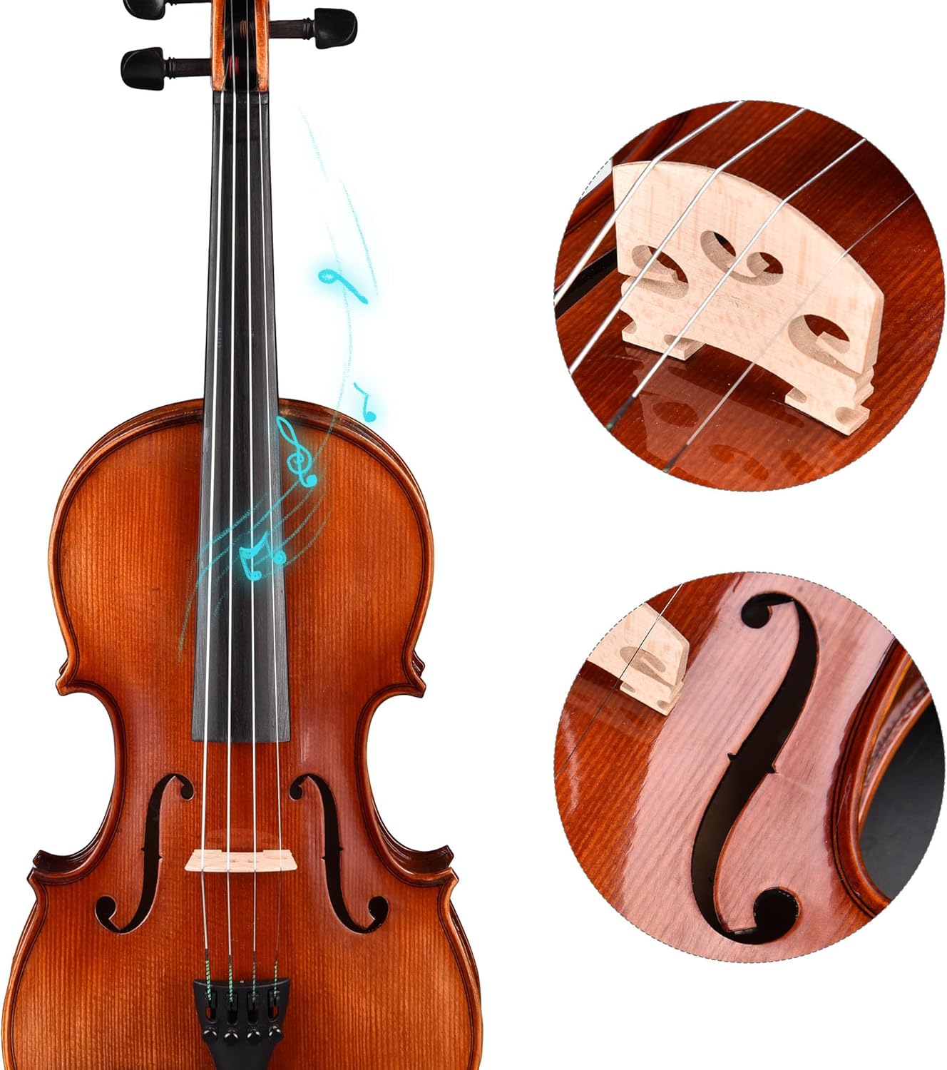 AW Solid Wood Violin 4/4 Full Set Fiddle Beginner Violin Full Size Stradivari Copy Style with Carry Case Bow Rosin Shoulder Rest for Student Adults Starter Kit