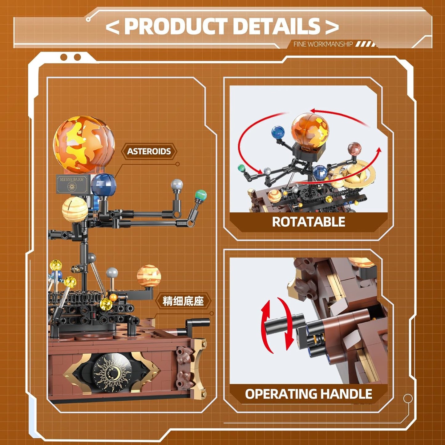 Solar System Mini Building Sets with Light,Rotatable Space Exploration Building Toys, Educational Toy Gifts for Boys Girls(697PCS)