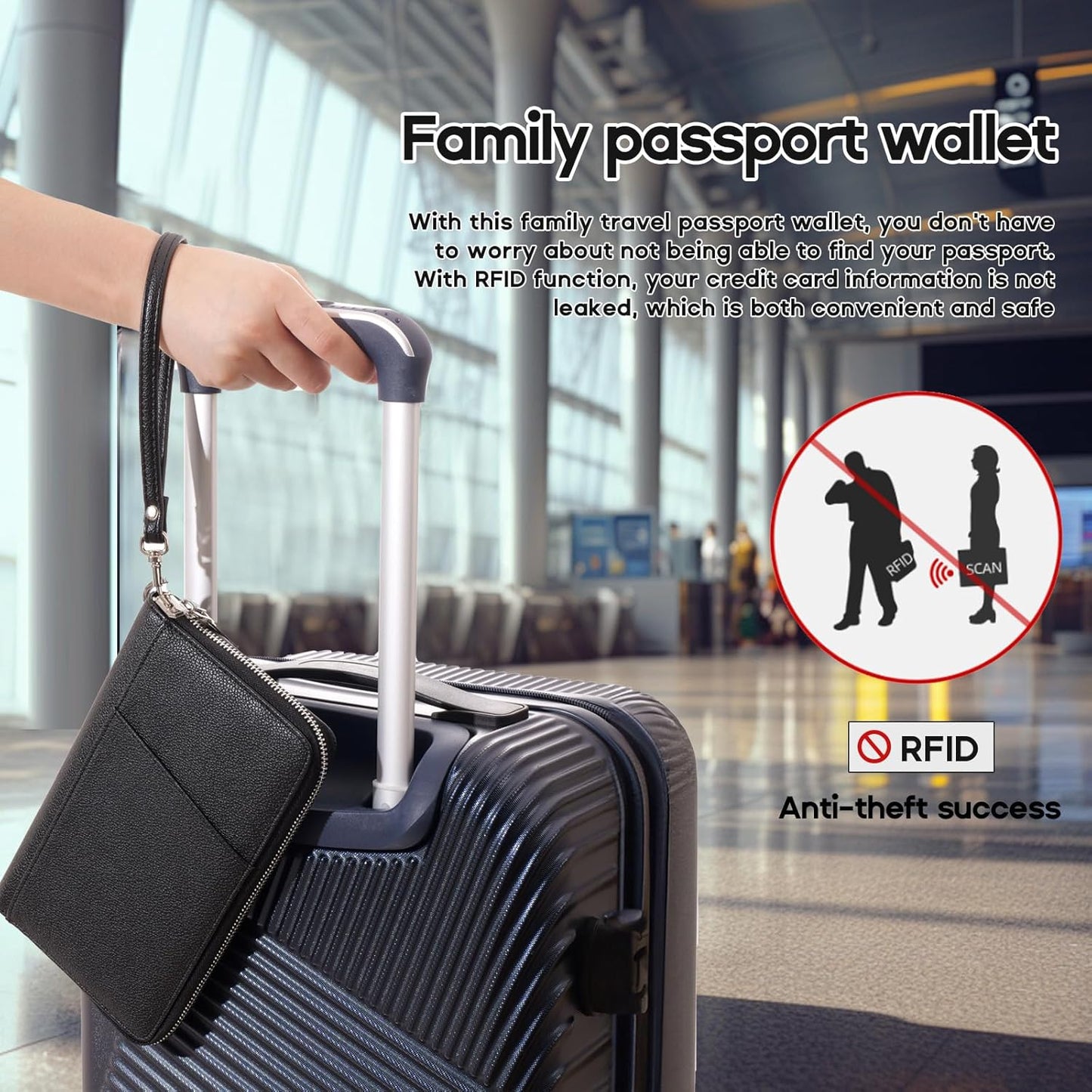 RFID Blocking Family Passport Holder Wallet 6,Premium Leather Travel Document Organizer for Women and Men,Travel Wallet for Credit Card