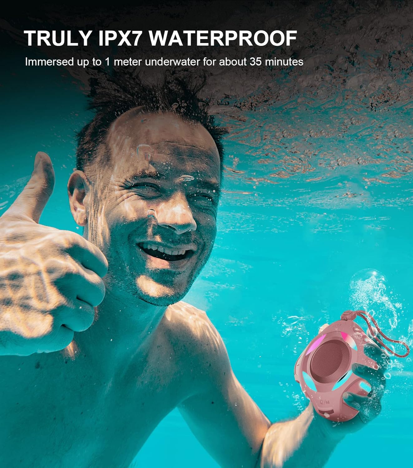 comiso Bluetooth Shower Speaker, Waterproof Bluetooth Speakers IPX7, Floating 2000mAh, Portable Wireless Speaker with LED Light, Loud HD Sound and Bass for Travel Beach Pool, Camping, Ideal Gifts.