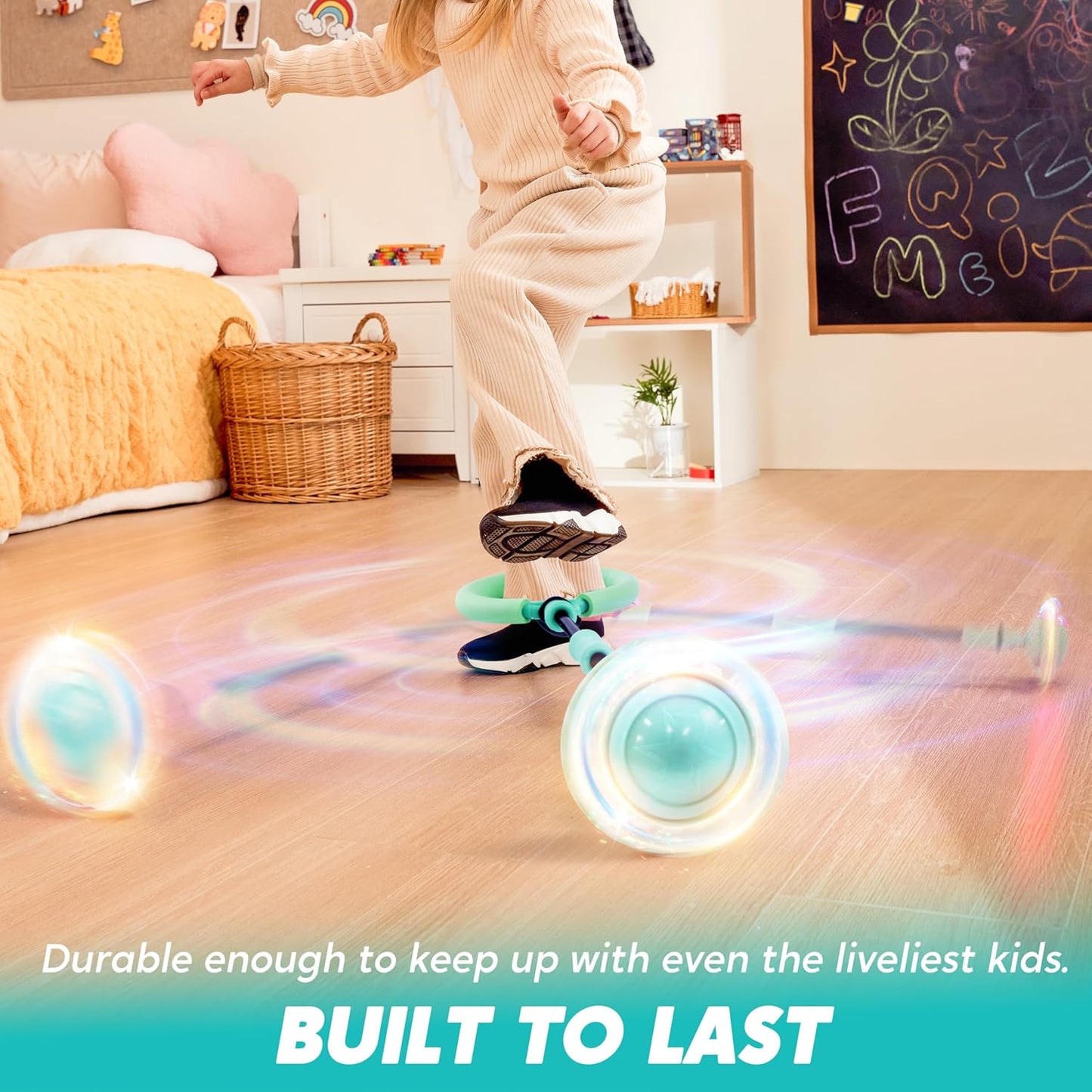 JOYIN Green Ankle Skip Ball with Flashing Lights, Toy for Kids Indoor & Outdoor, Flashing Swing Ball Foldable Sports Toy, Birthday Gifts for Kids 3 4 5 +