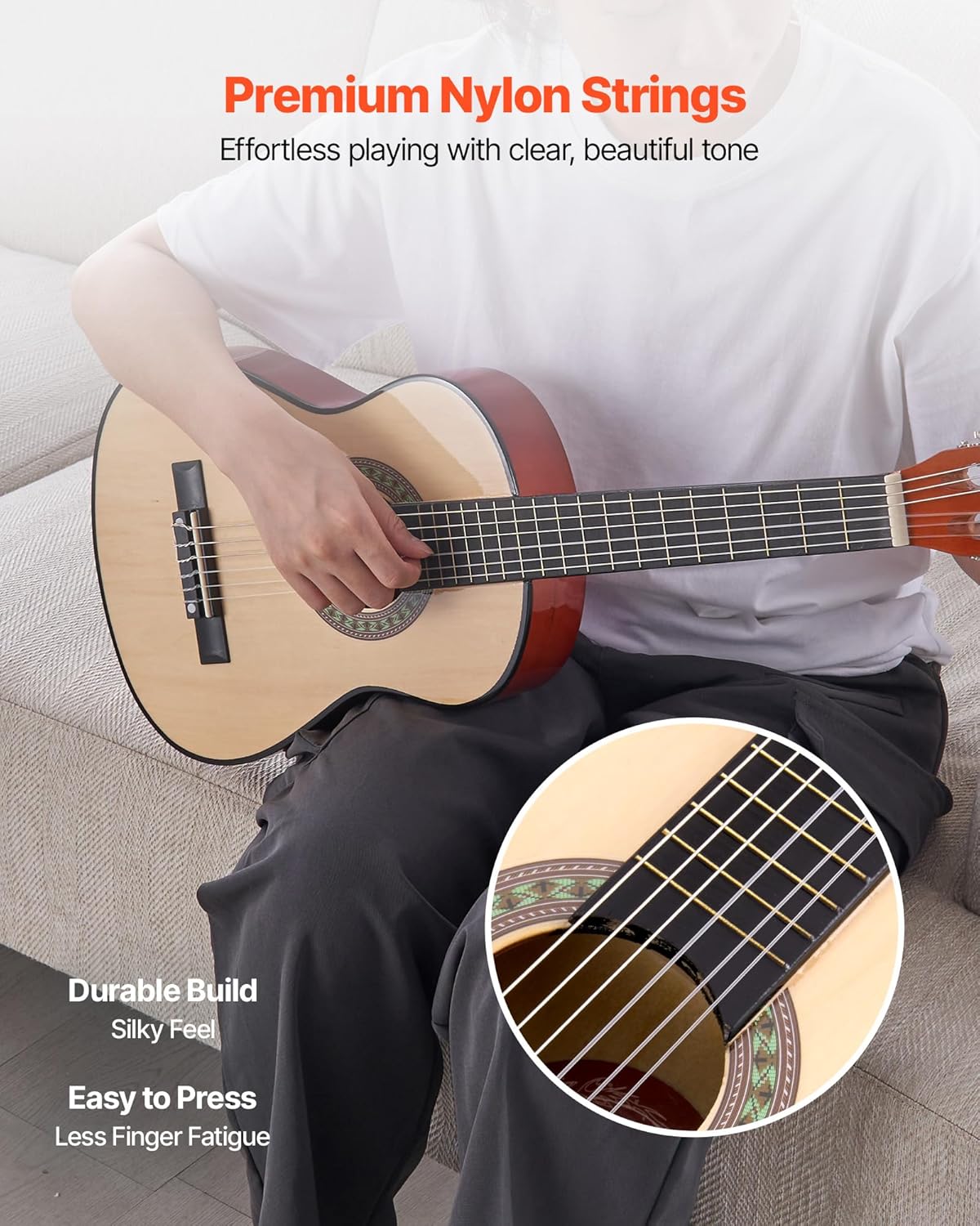 VEVOR Acoustic Guitar, Classical Guitar Starter Kit for Beginners, with Nylon Strings, Basswood Guitar, for Kids Adults Girls Boys Students