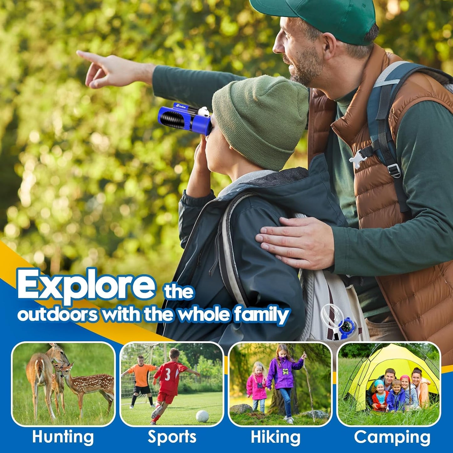 Binoculars for Kids, Toys for 3-12 Year Old Girls and Boys, Bird Watching Hiking 4 5 6 7 8 9 Year Old Girl Boy Christmas Birthday Gifts, Outdoor Toys for Kid Set with Magnifying Glass & Compass