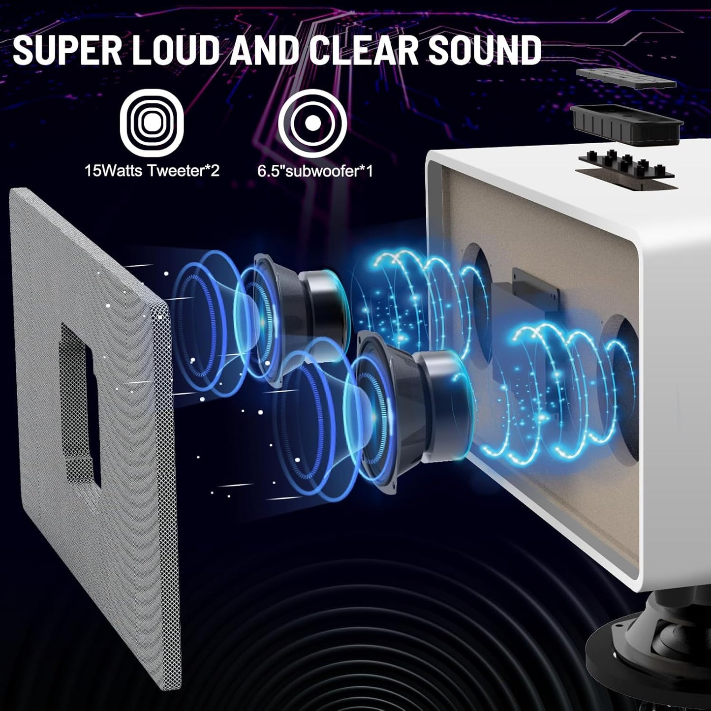 RHM K222 Karaoke Machine, Bluetooth Speaker with 2 UHF Wireless Microphones, 5 Music Modes, Support Optical, Bluetooth, AUX, USB, PC, Wooden Party Speaker for TV, Home Party, Karaoke, Meeting