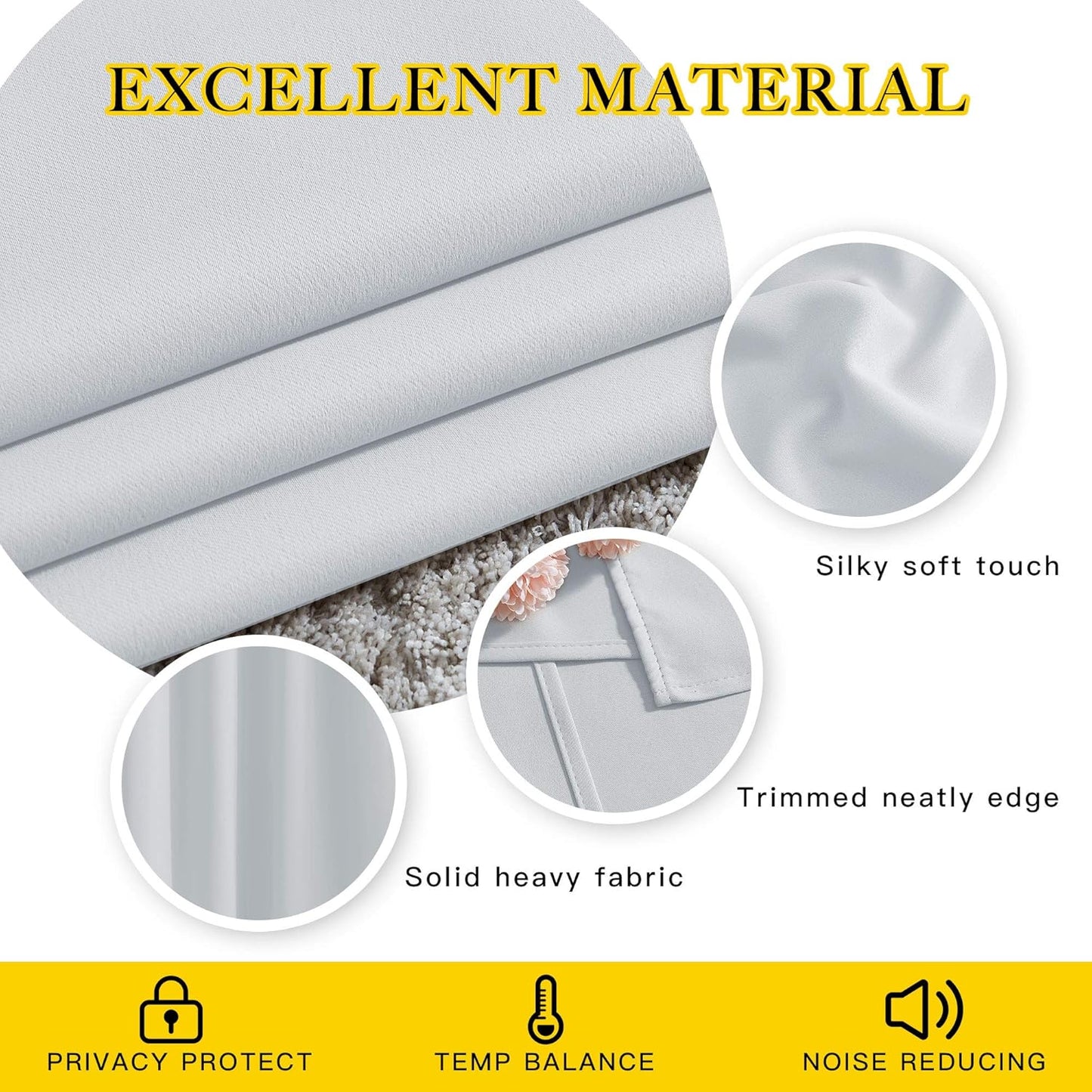 NICETOWN Greyish White Room Darkening Curtains - Window Treatment Thermal Insulated Grommet Panels/Drapes for Bedroom (2 Panels, 52 by 54)