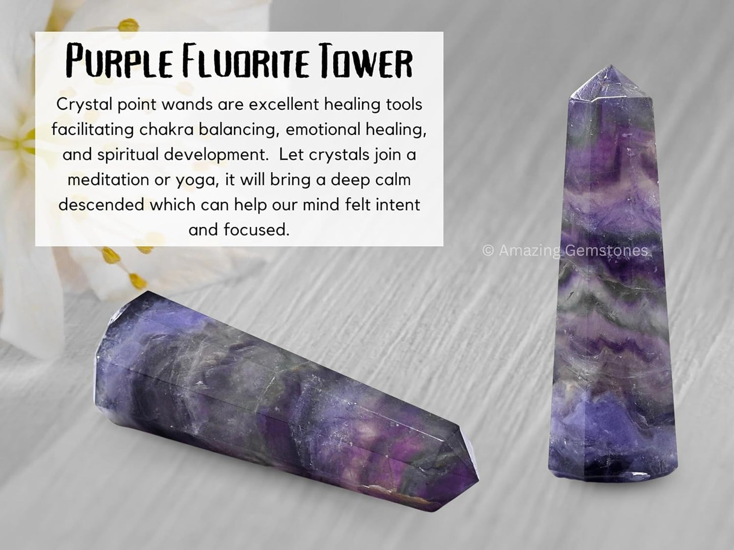 Amazing Gemstone Purple Fluorite Crystal Towers - Natural Healing Crystal Point Obelisk for Reiki Healing and Crystal Grid (3 Inch)