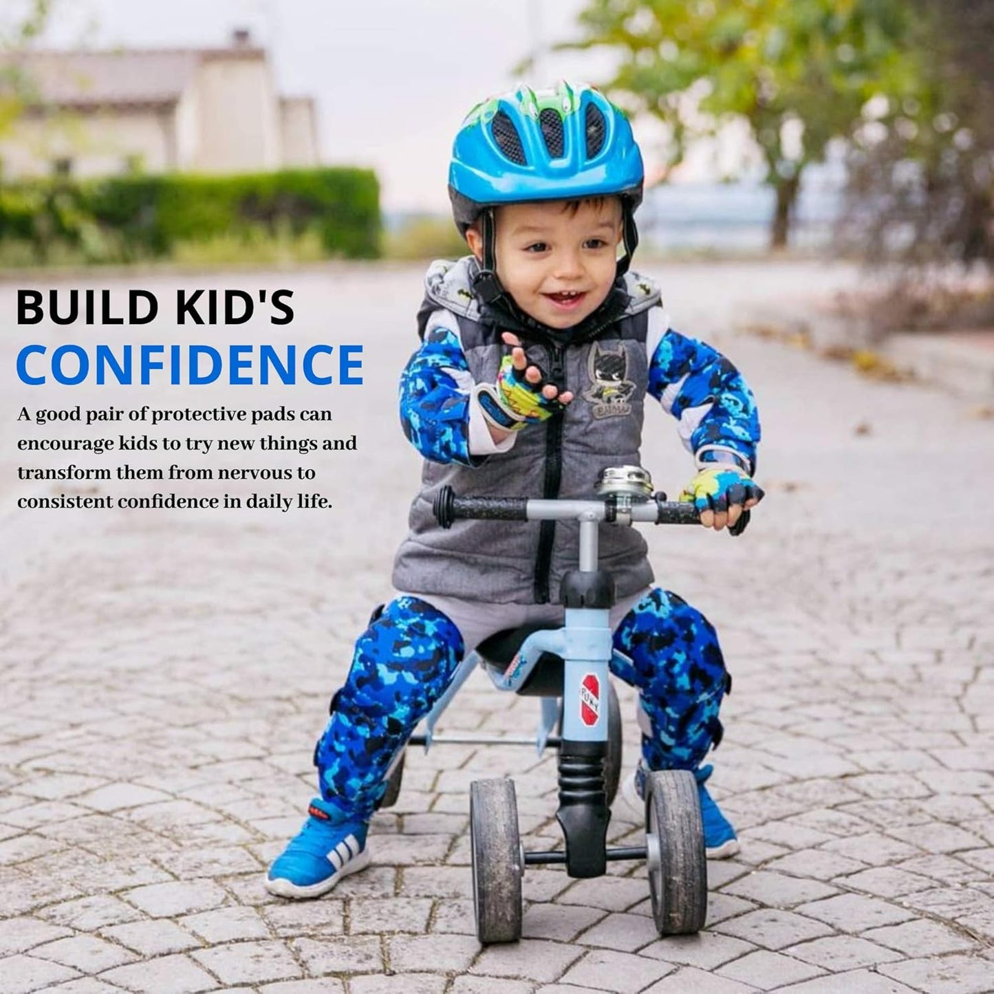 Soft-Style Kids Knee and Elbow Pads with Bike Gloves, Flexible Impact-Resistant Gear for Ages 2-11, Designed for Balance Bikes, Roller-Skating, and Skateboarding