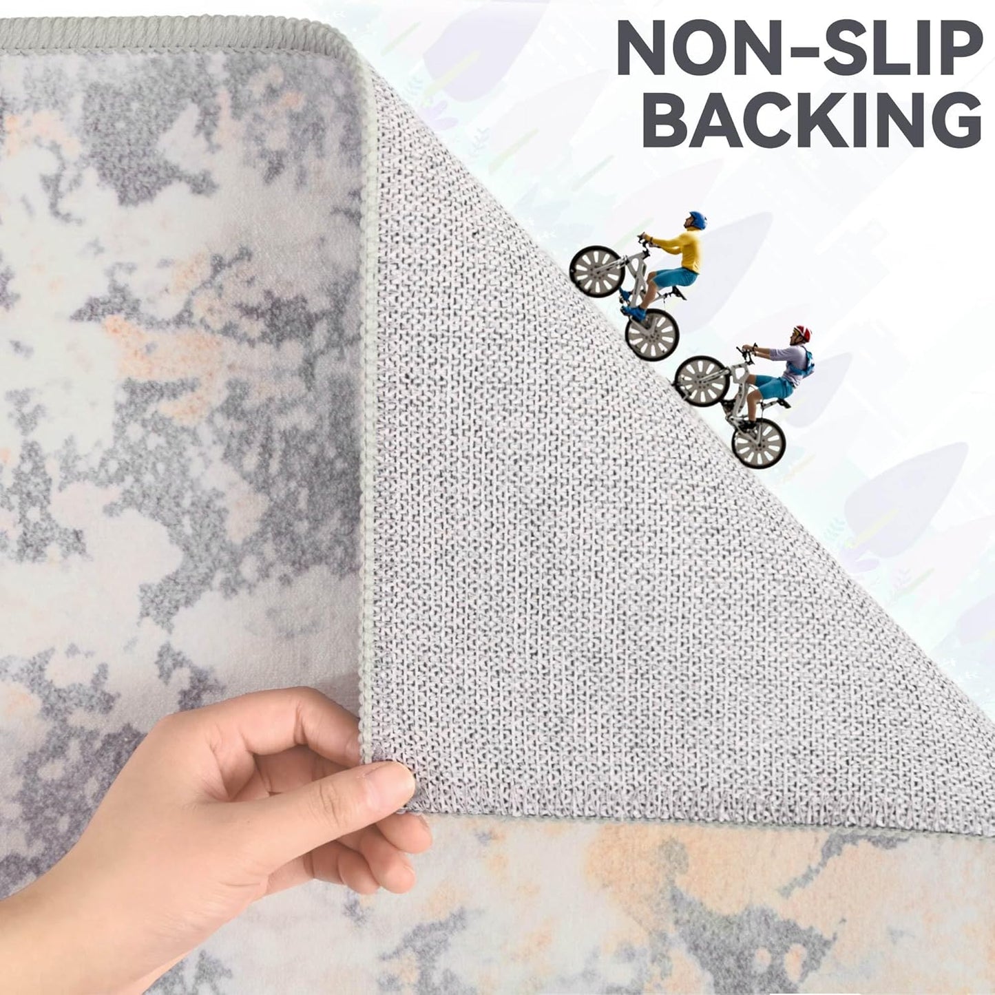 Living Room Rugs 6x9 Grey Washable Area Rug, Abstract Modern Bedroom Rugs Non Slip Stain Resistant Neutral Large Carpet for Nursery, Dining, Kids Playroom, Dining Room, Office, Gray