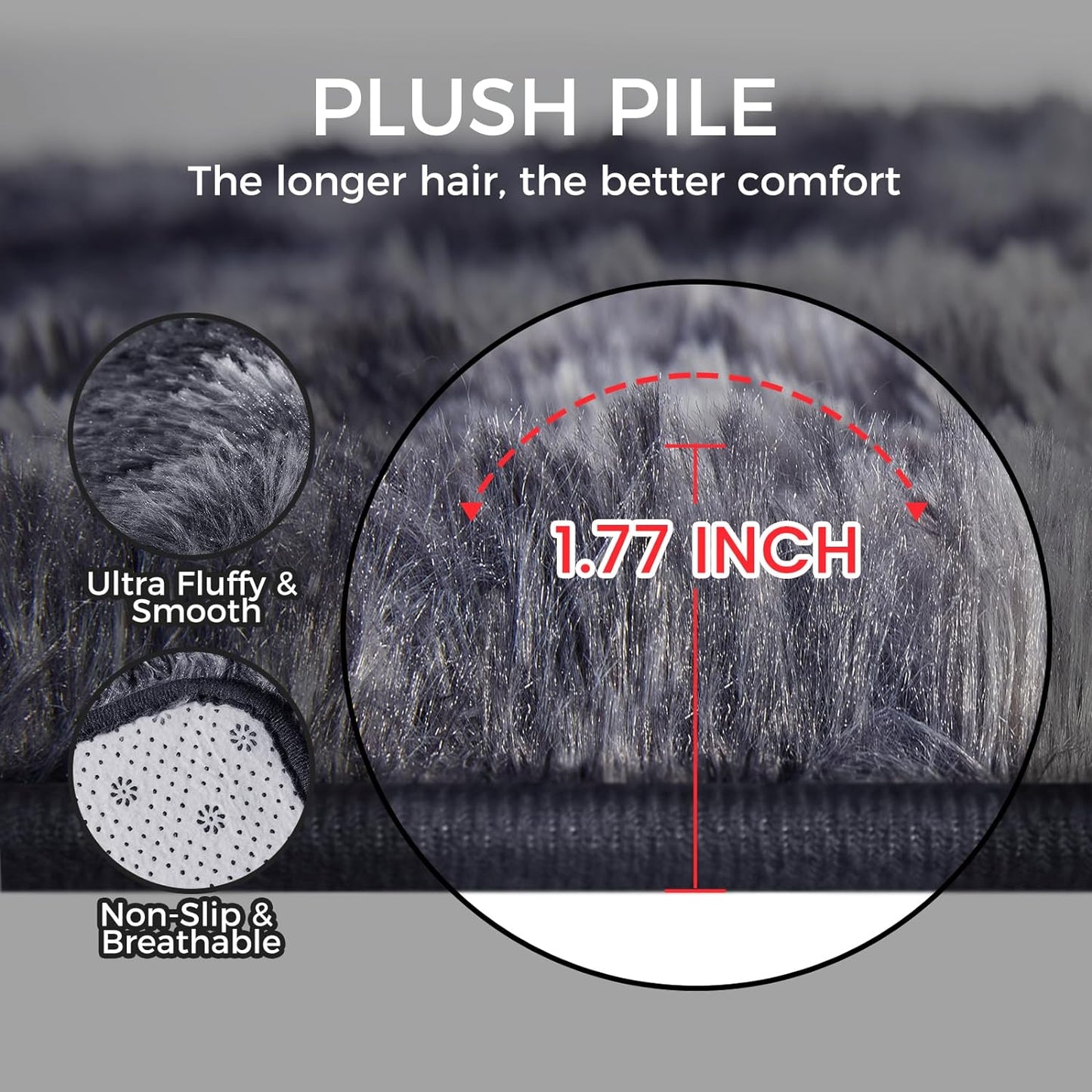 Ultra Soft Rug for Living Room, 6X9 Fluffy Shag Area Rug for Bedroom, Modern Shaggy Carpets Fuzzy Rug for Teens Dorm Nursery Home Decor Aesthetic, Upgrade Anti-Skid Durable, Tie Dye Black and Grey