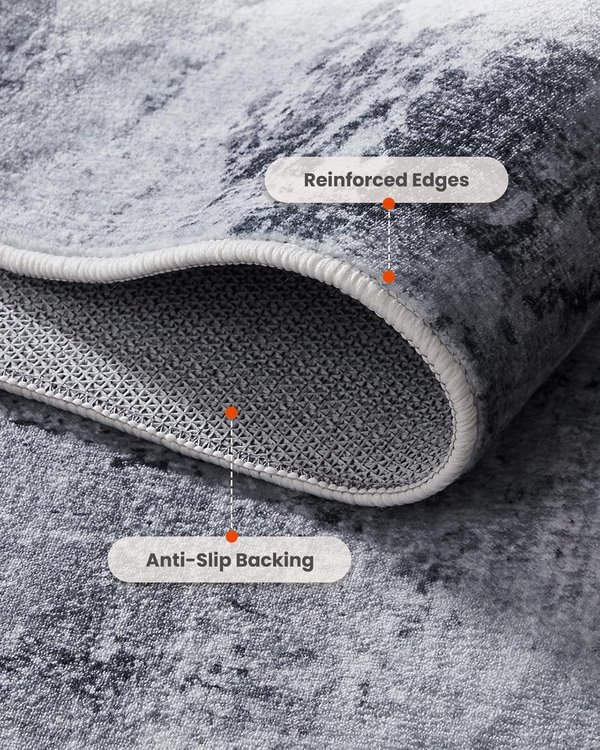 AMADA HOMEFURNISHING 6x9 Washable Area Rug, Modern Abstract Living Room Rug with Non-Slip Backing & Short Pile, Large Rug with Abstract Pattern for Living Room, Bedroom and Dinning Room, Grey