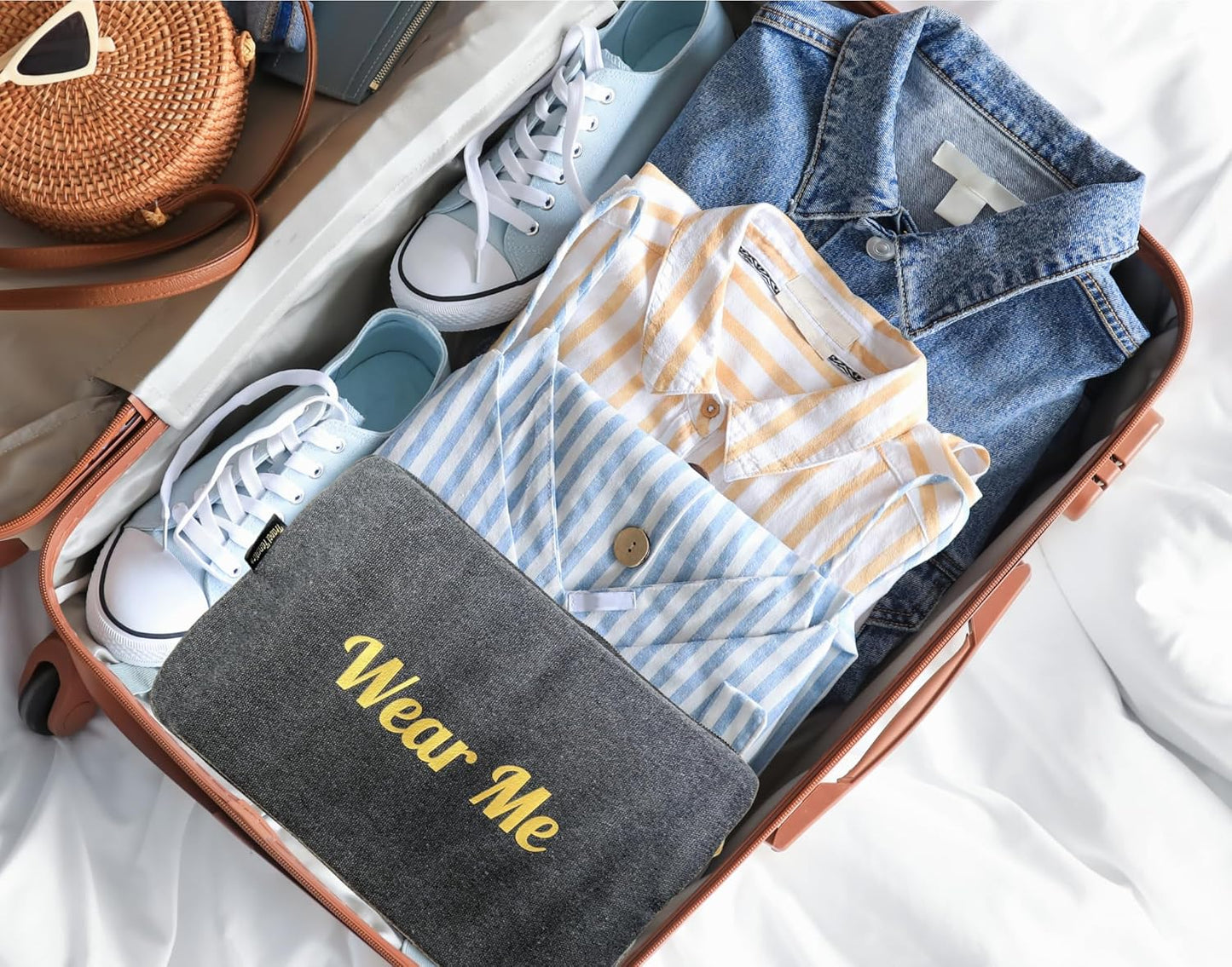 Travel Fanatics Wear Me, Wash Me Bag – 2-Sided Travel Laundry Bag with Stylish Design – Lightweight, Portable, and Durable Canvas Laundry Bag Organizer for Clean and Dirty Clothes