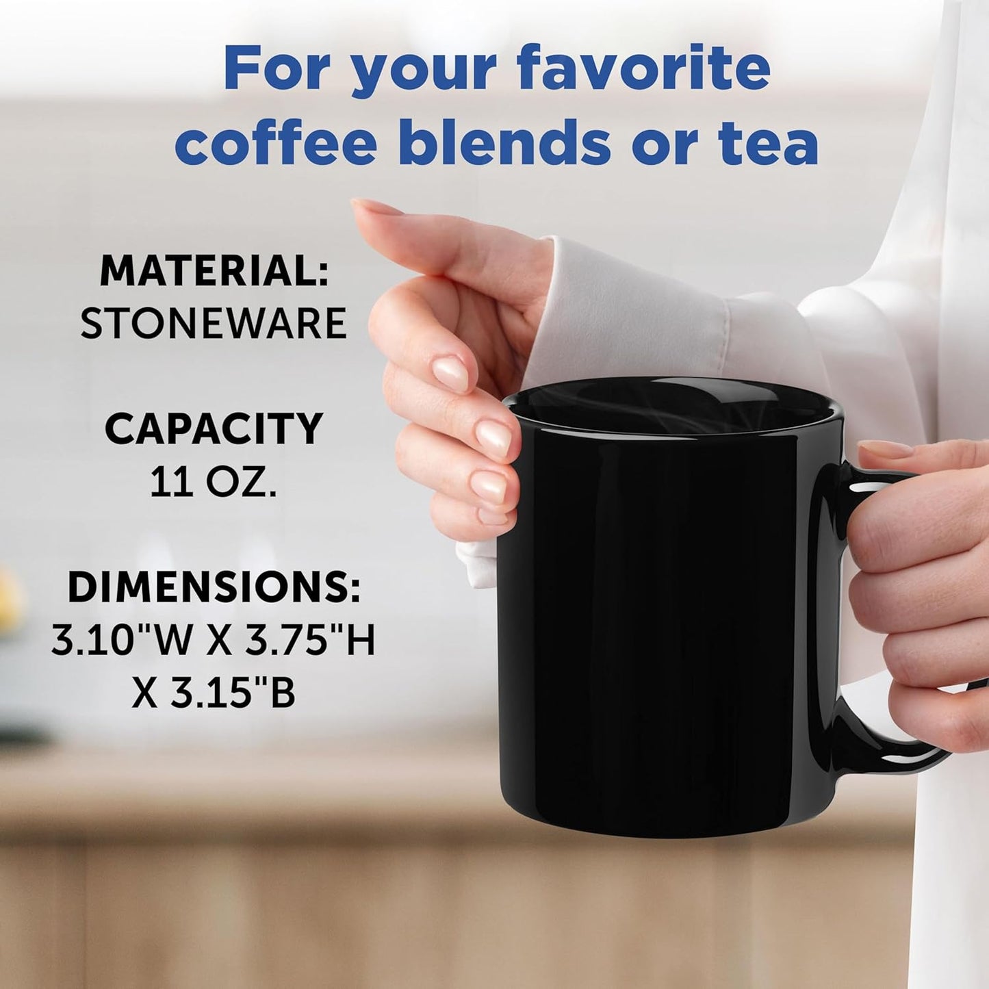 DISCOUNT PROMOS Ceramic Mugs – 11 oz. Set of 10, Personalized Bulk Pack, Perfect for Hot or Iced Drinks, Gaming – Black