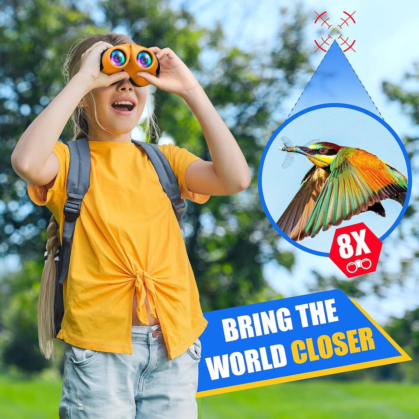LET'S GO! Binocular for Kids, Compact High Resolution Shockproof Binoculars