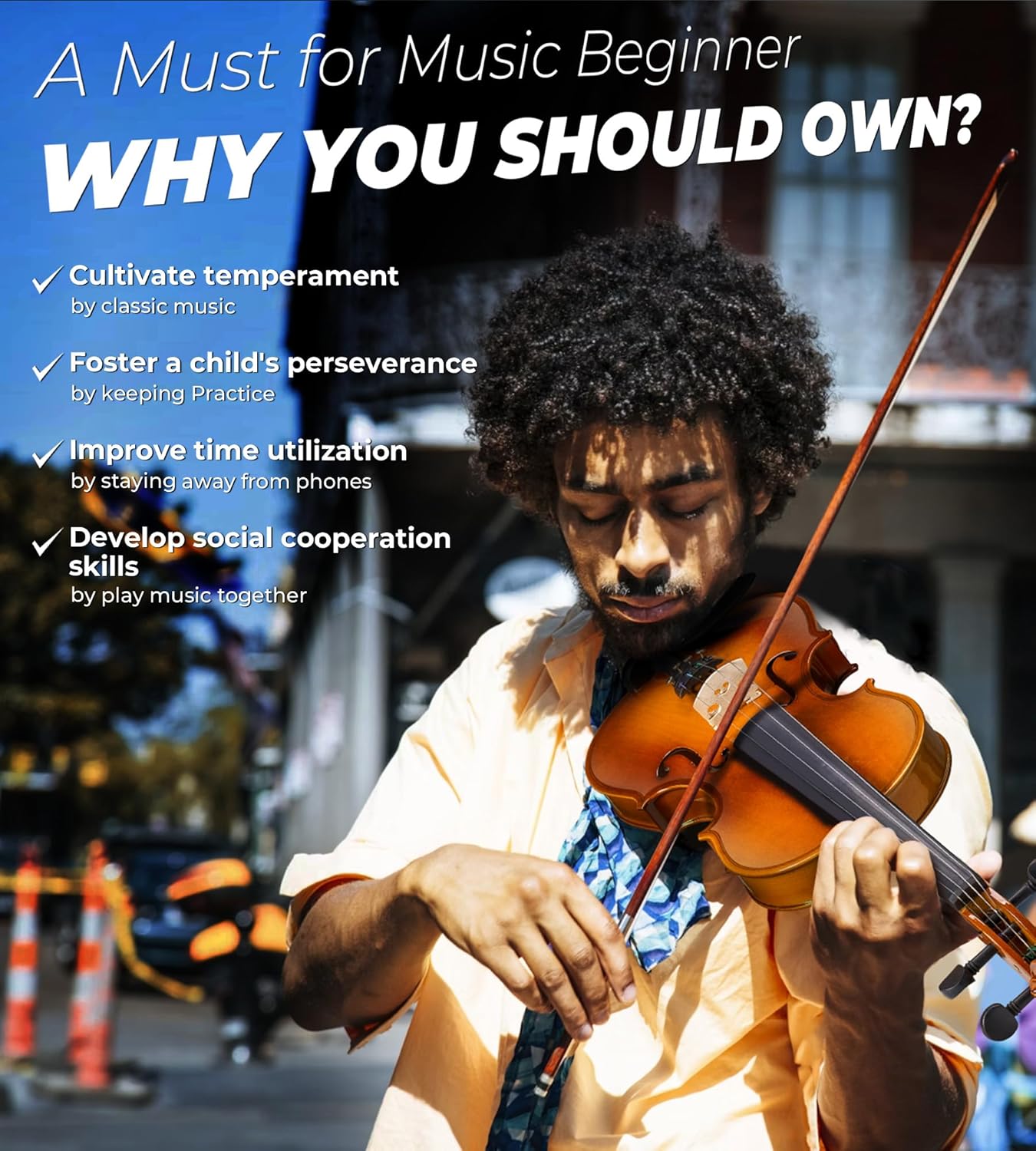 Vangoa Violin 4/4 Full Size Set Fiddle, Handcrafted Starter Acoustic Violins Kit with Solid Wood Side Board, Lightweight Hard Case for Beginners, Teens, Child, Kids Age 12+, Adults, Right Handed