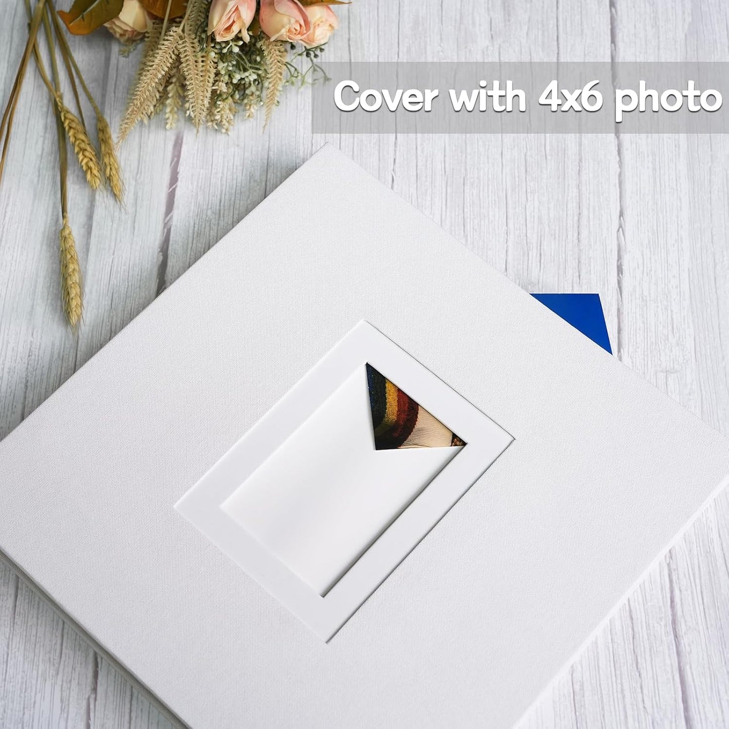 Vienrose Photo Album Self Adhesive for 2x3 4x6 5x7 8x10 Pictures DIY Scrapbook 40 Blank Pages Linen Cover Memory Book for Wedding, Baby Growth, Travel, White