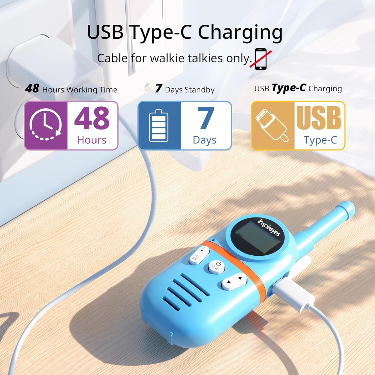 Walkie Talkies for Kids Rechargeable,Toys for Boys and Girls Ages 3-12, 4 Pack Long Range 2-Way Radios, Birthday Gifts,Christmas Stockings, Outdoor Play, Family Games, Hiking Camping Gear